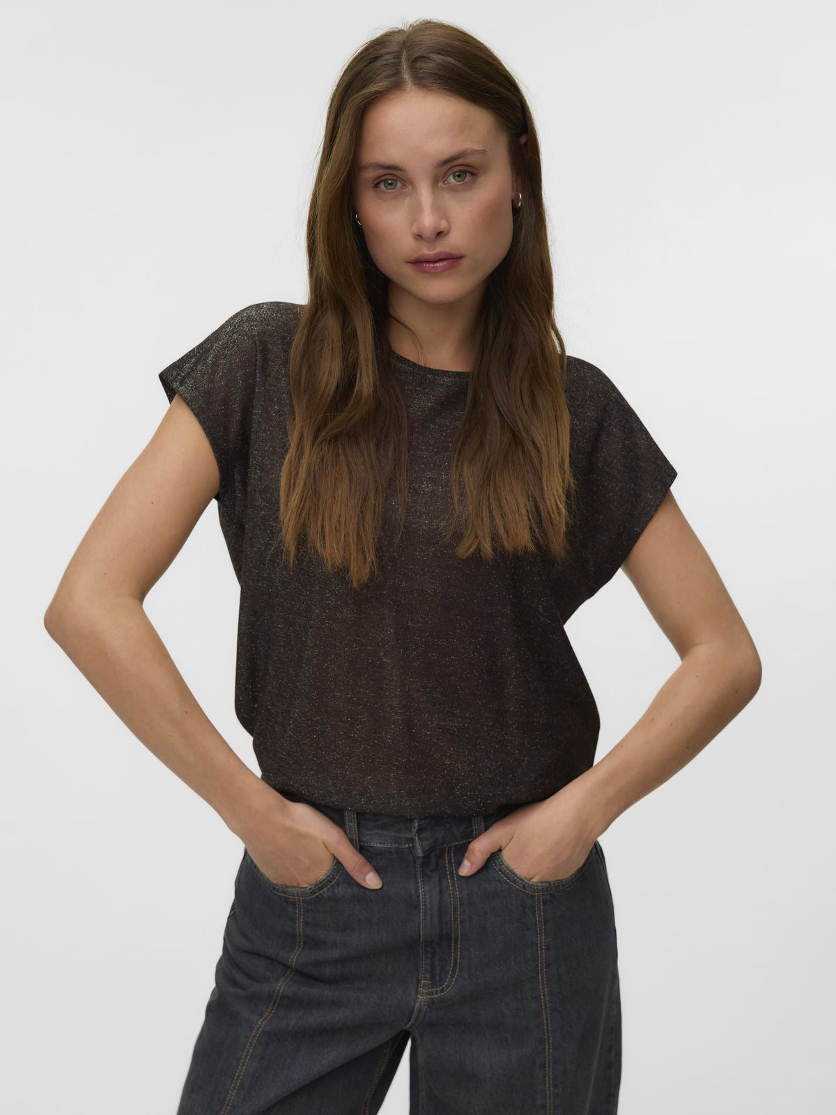 Vero Moda Sarah Ava Lurex Short Sleeve Top