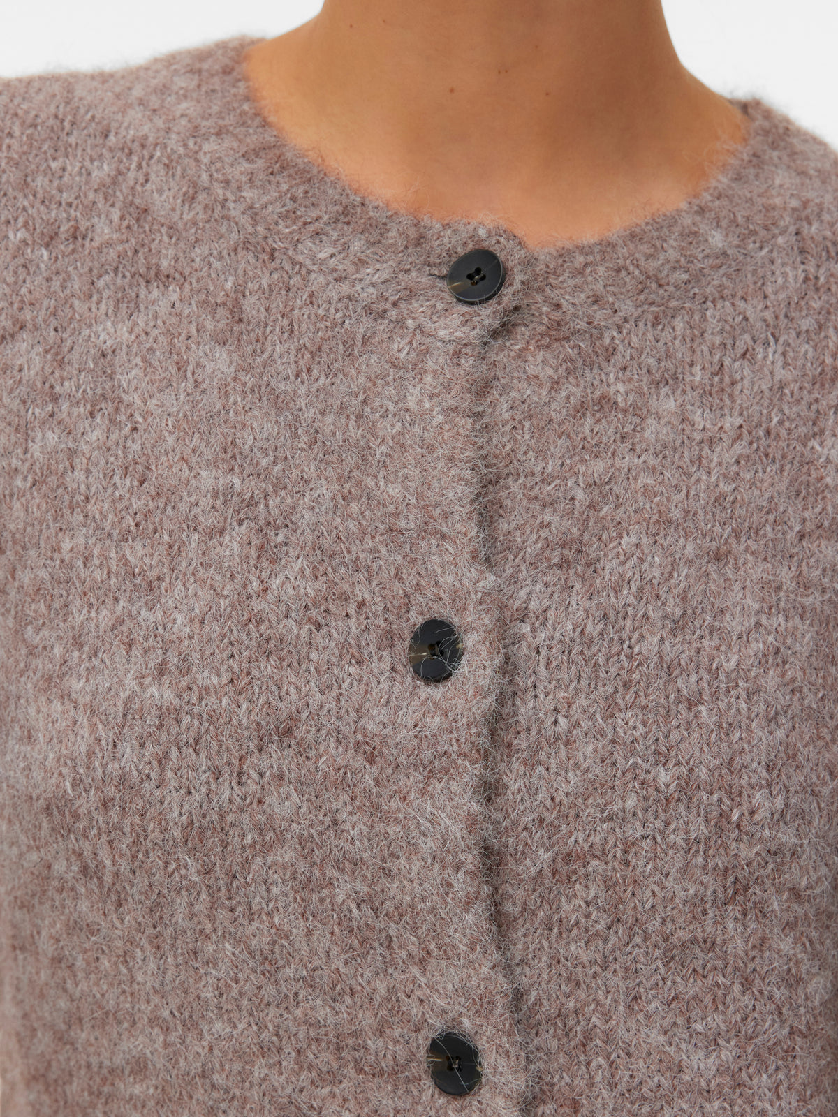 Vero Moda Novah Black Button Crew Neck Cardigan