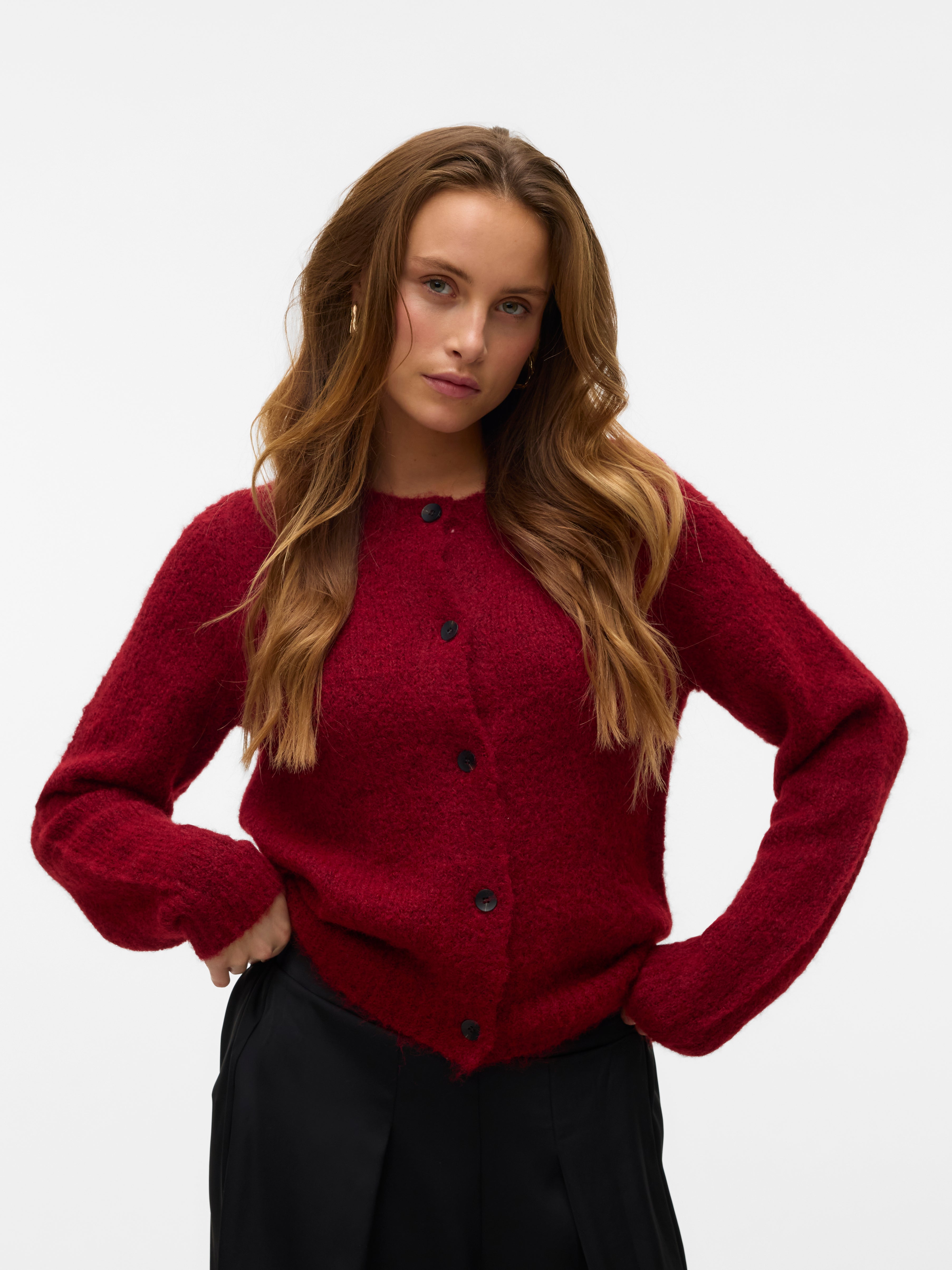 Vero Moda Novah Black Button Crew Neck Cardigan