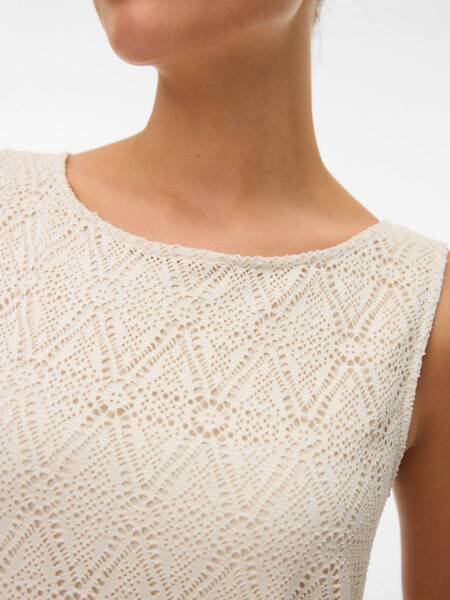 Close-up of beige textured fabric detail on Vero Moda Mayet Sleeveless Top by Vero Moda.