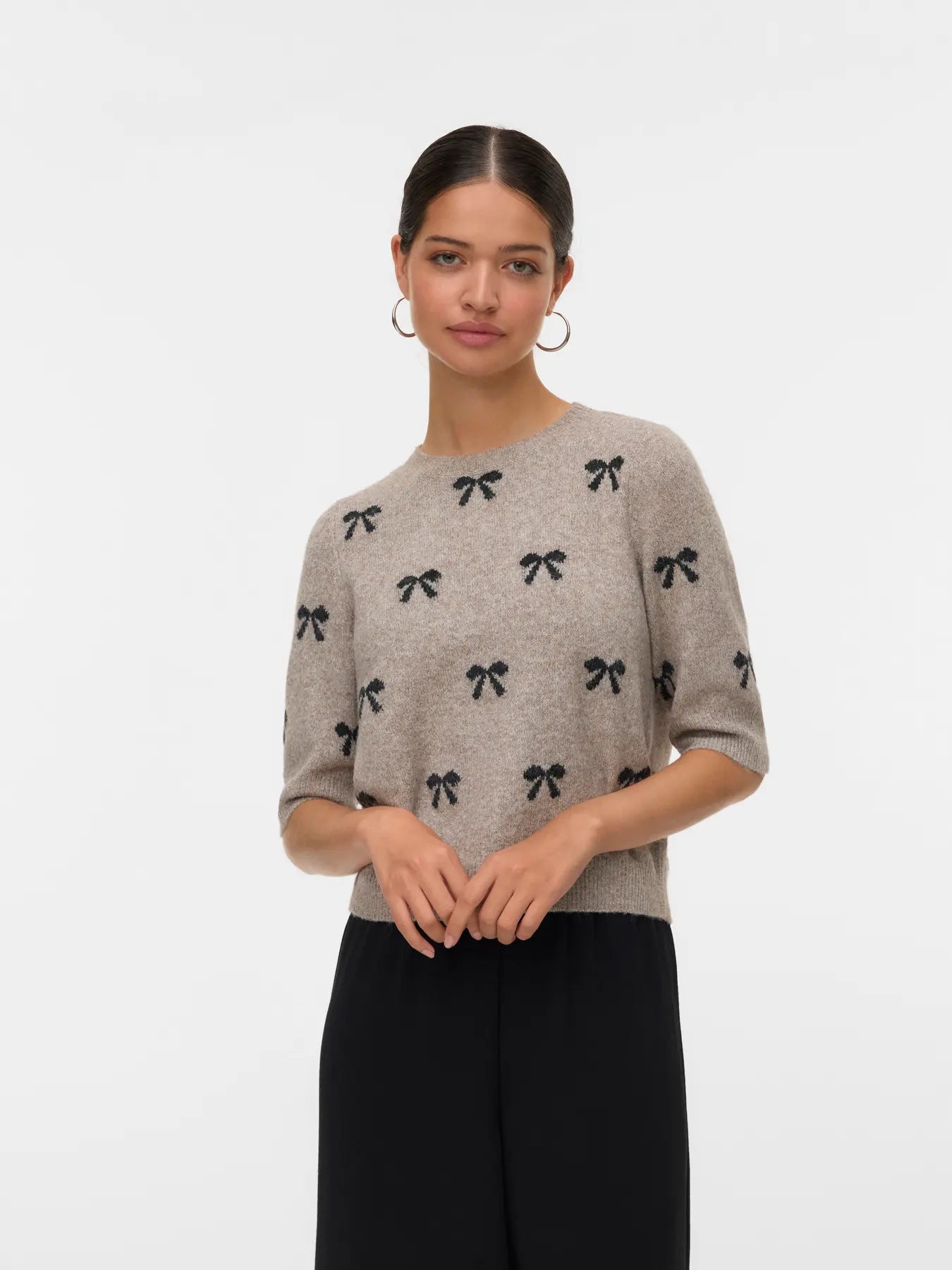 Vero Moda Bow Pattern Short Sleeve Sweater