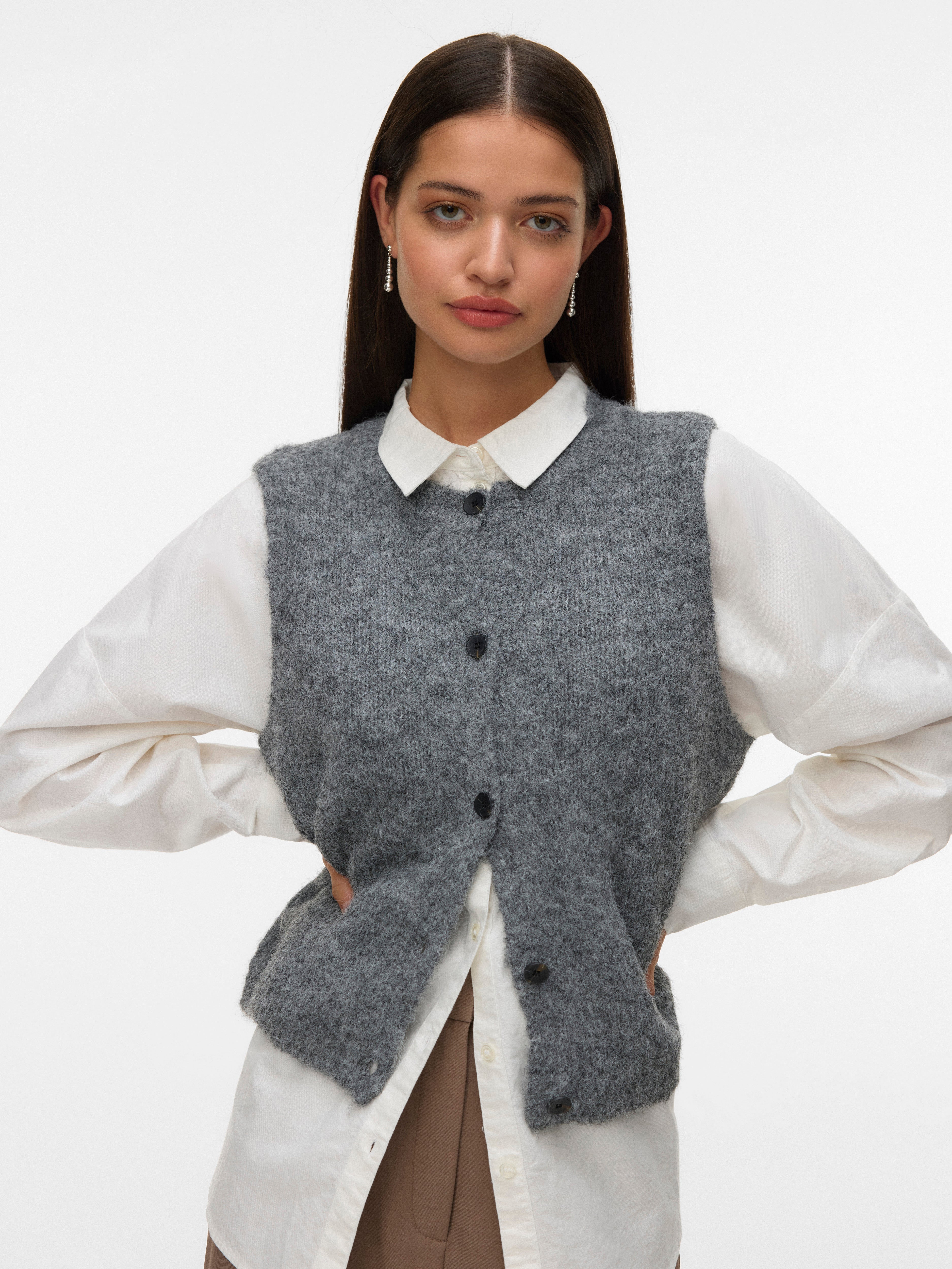 Vero Moda Norah Button Crew Neck Sweater Vest