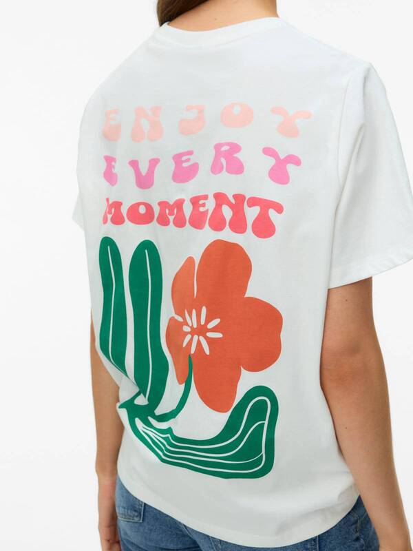 Vero Moda Maja Flower Bustier Top by Vero Moda featuring a white floral design with colorful text and graphics