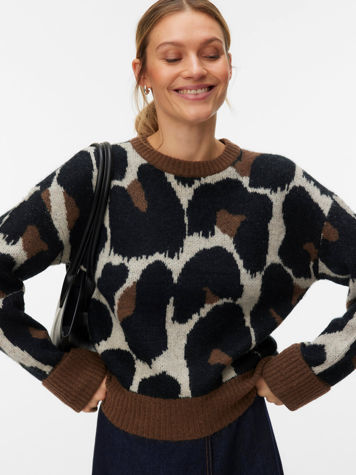 Vero Moda Leonie Leopard Crew Neck Sweater