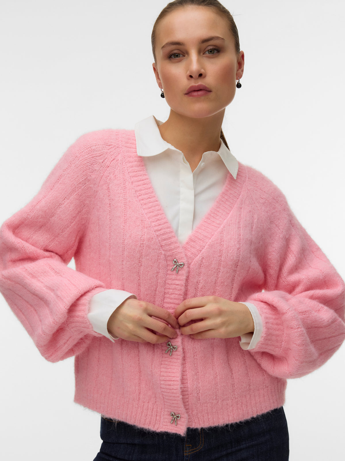 Vero Moda Sally Rhinestone Bow Cardigan