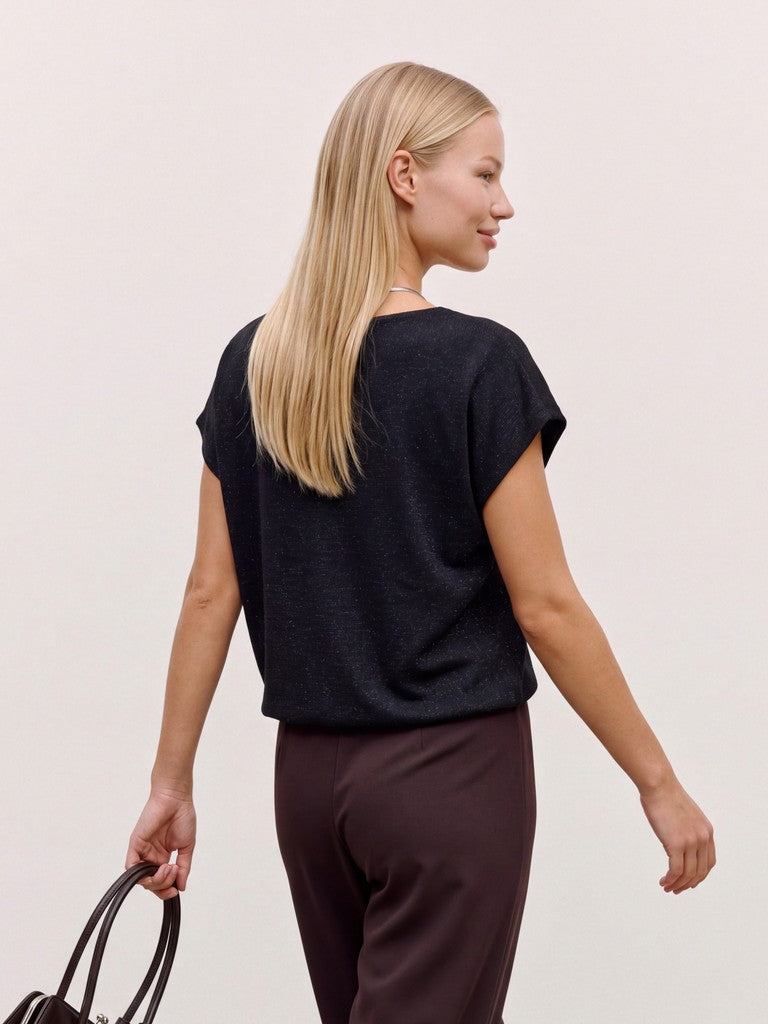 Vero Moda Night Shimmer Short Sleeve V-Neck Top