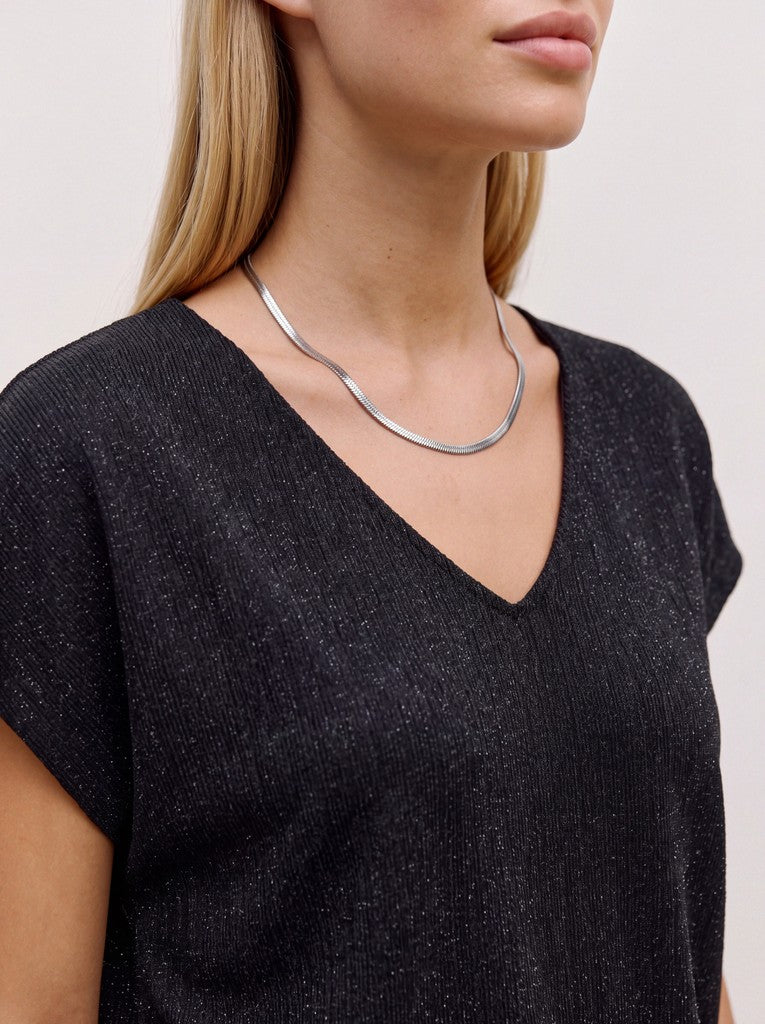 Vero Moda Night Shimmer Short Sleeve V-Neck Top