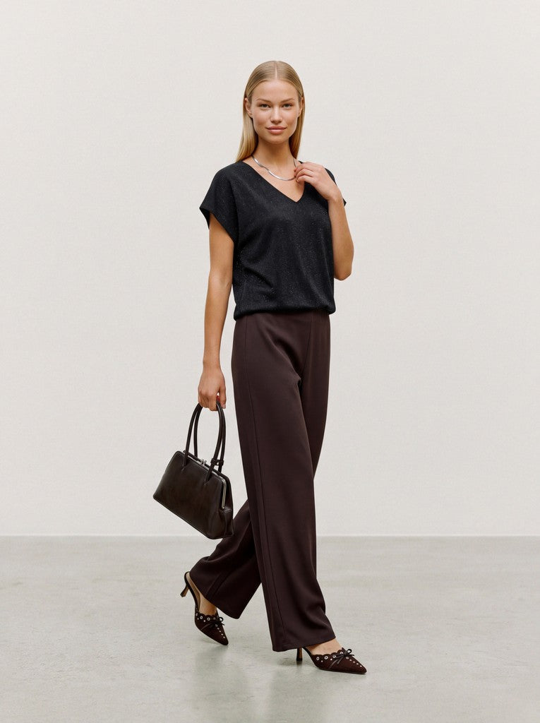 Vero Moda Night Shimmer Short Sleeve V-Neck Top