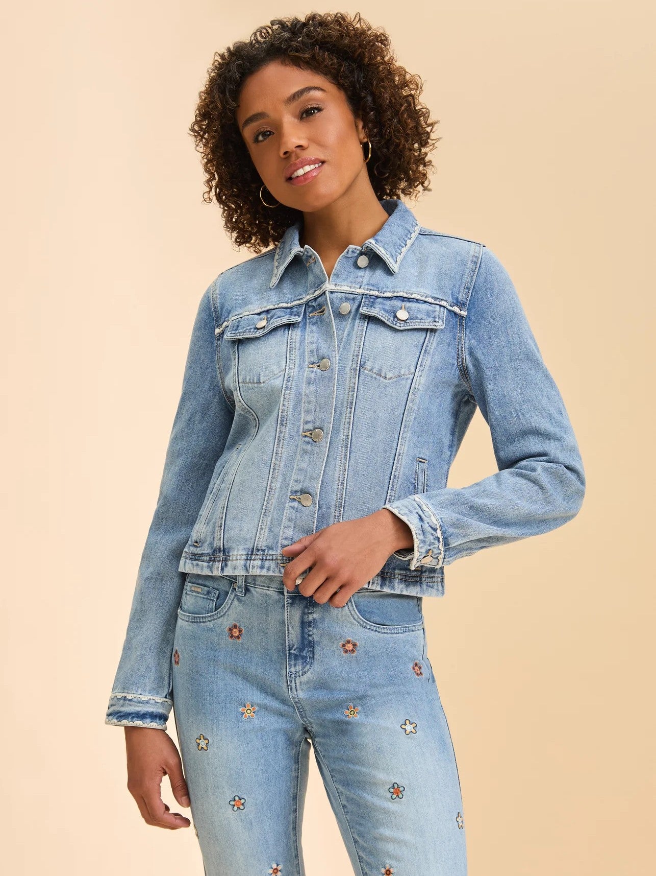 FDJ Embroidered Detail Denim Jacket