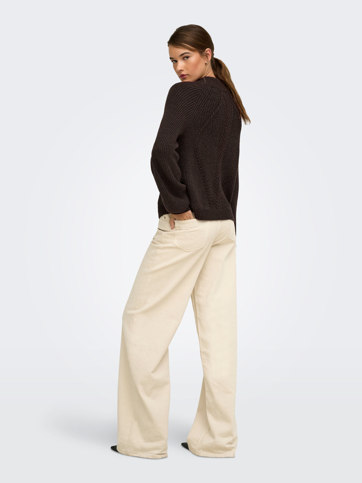 Only Katia Cable Knit Mock Neck Sweater