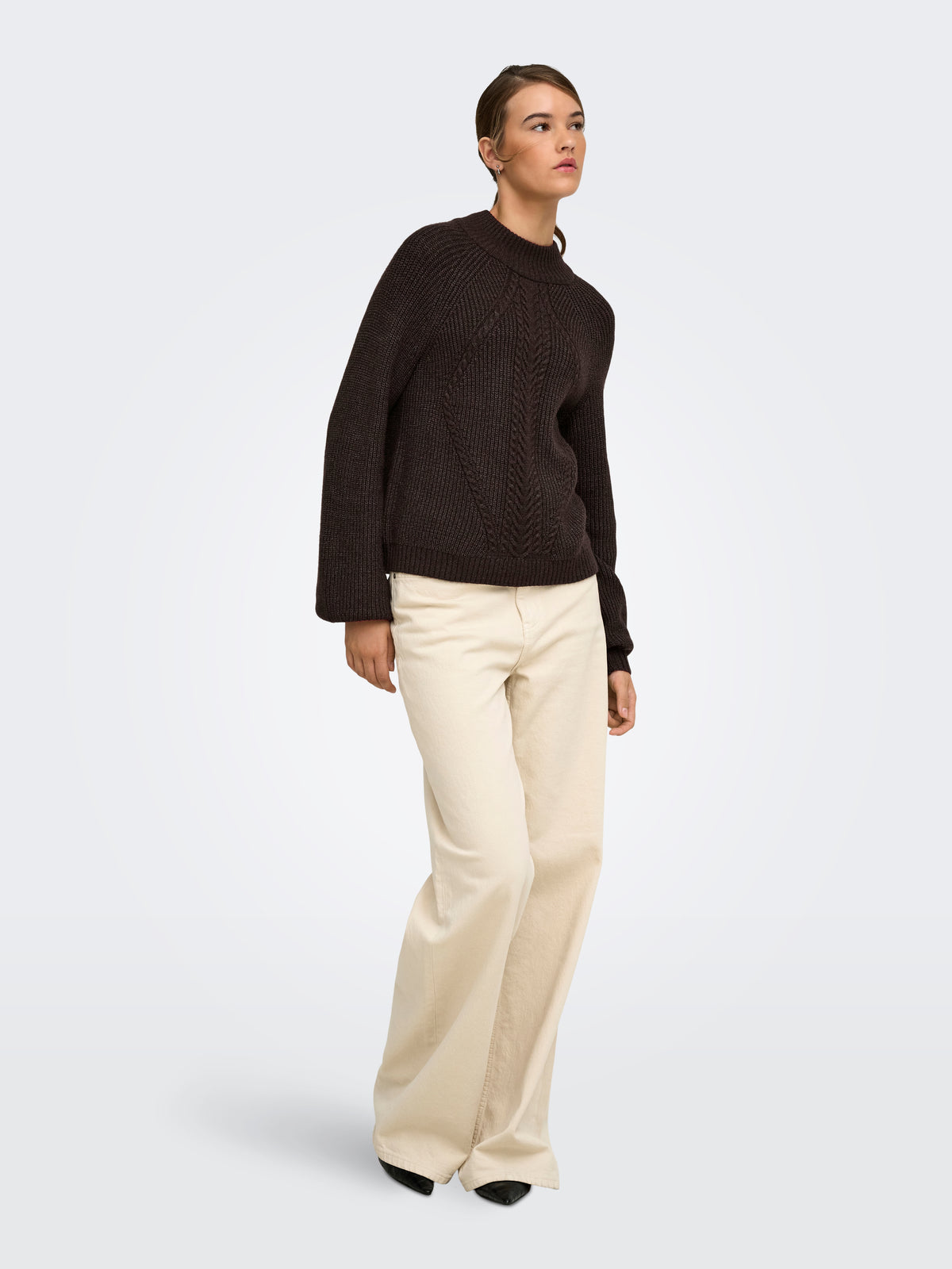 Only Katia Cable Knit Mock Neck Sweater