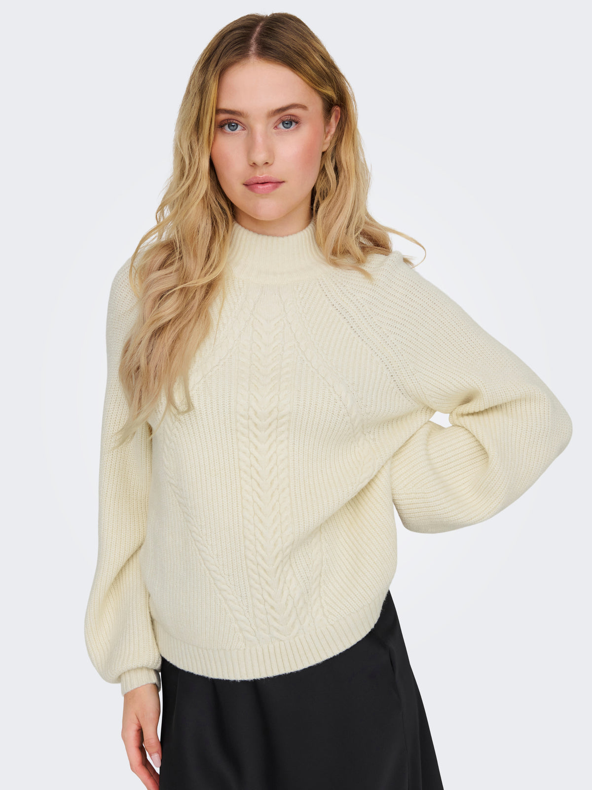 Only Katia Cable Knit Mock Neck Sweater