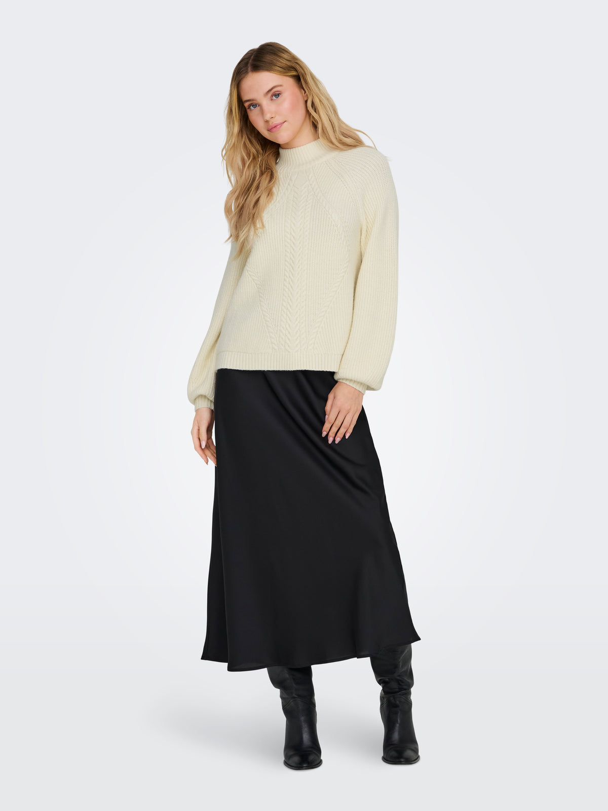 Only Katia Cable Knit Mock Neck Sweater
