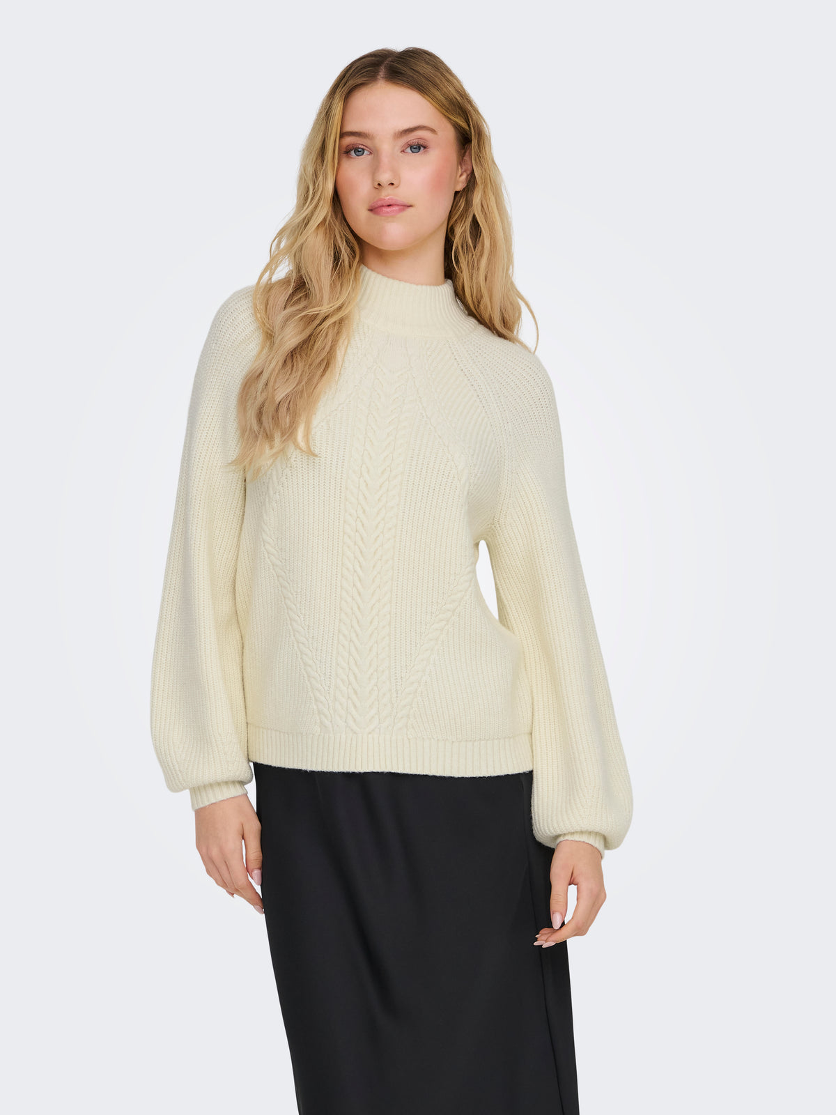 Only Katia Cable Knit Mock Neck Sweater