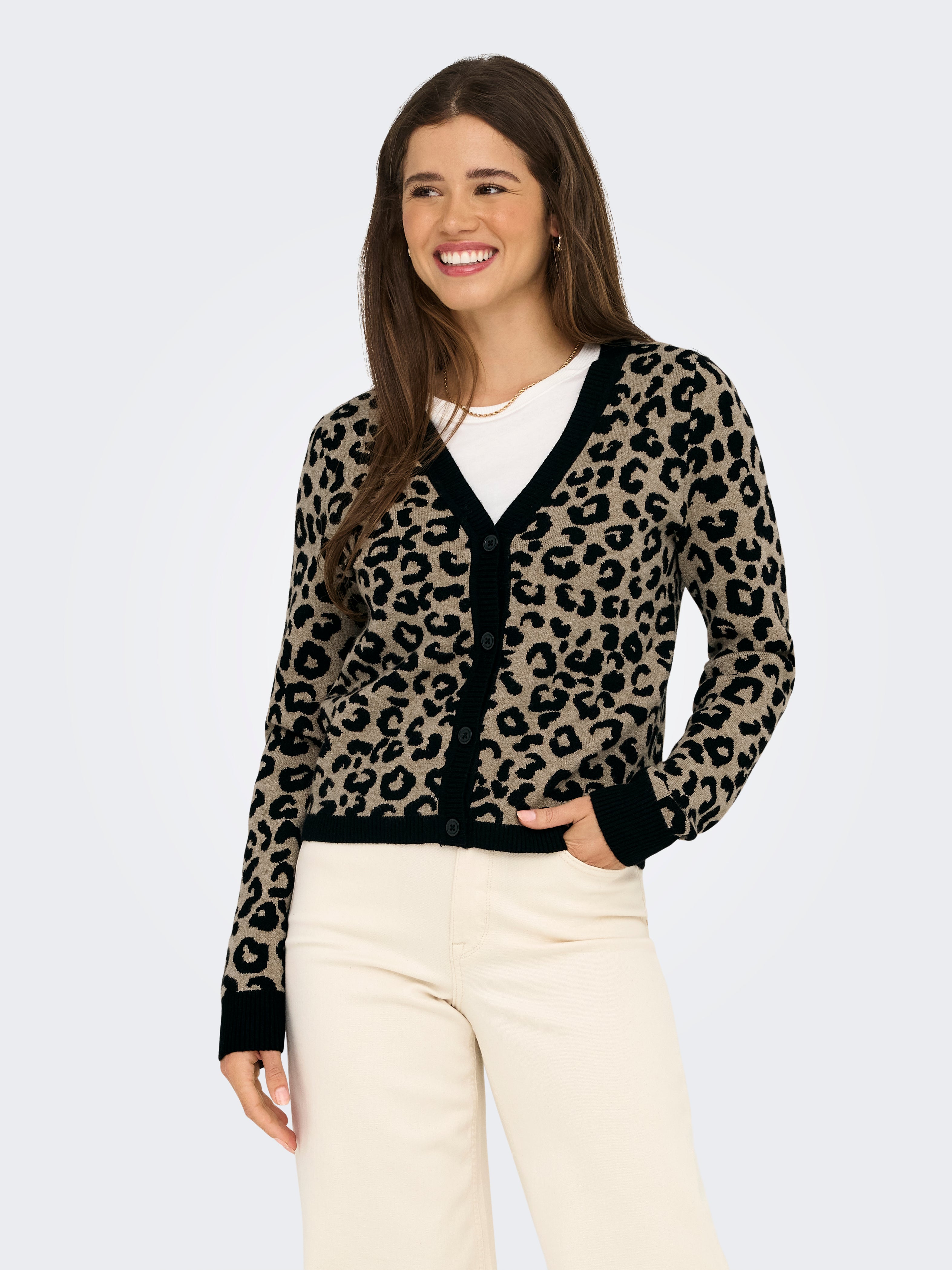 Only Leo Button V-Neck Cardigan