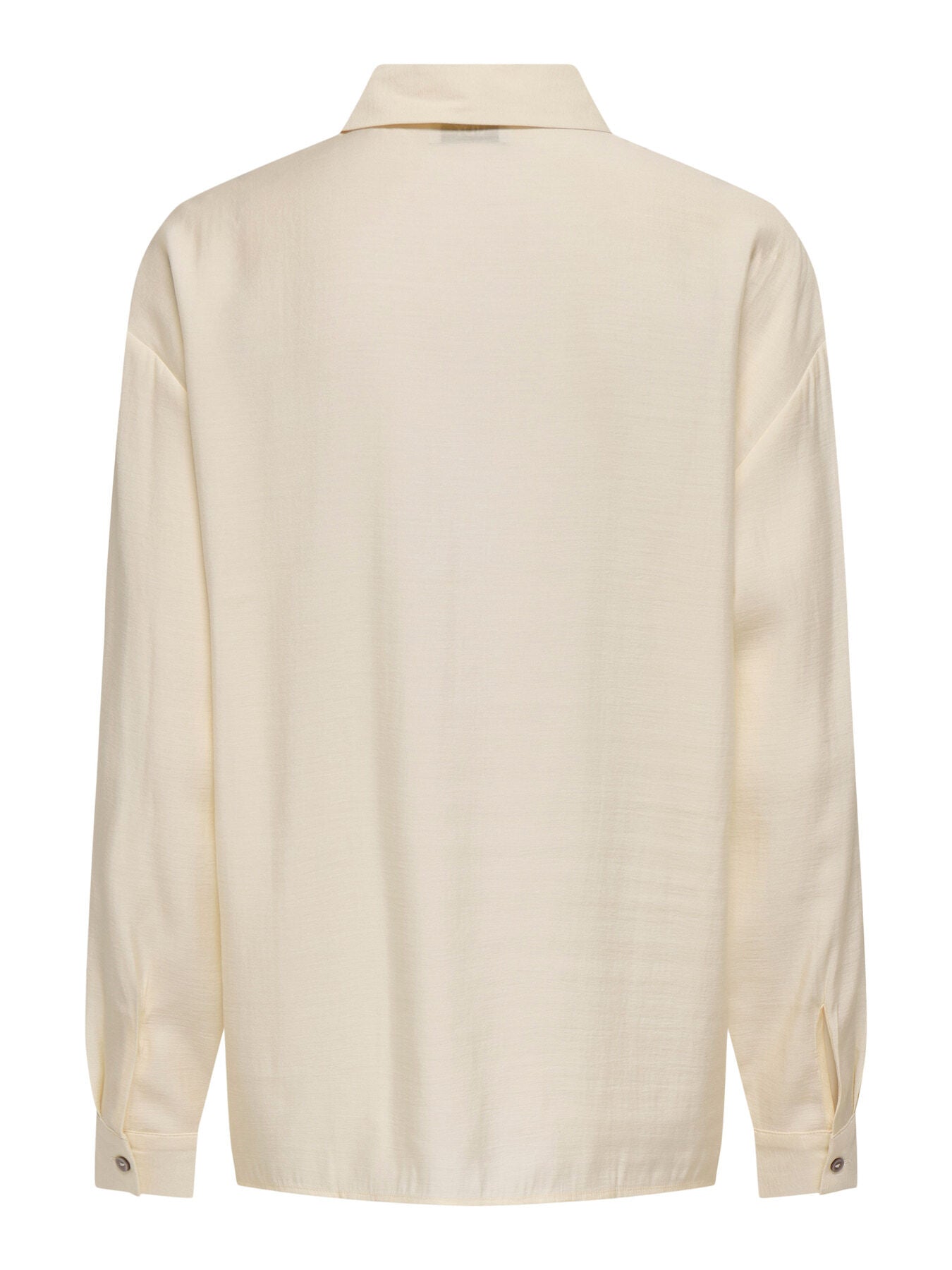 Back view of off-white Jacqueline De Yong Flower Blouse with long sleeves and buttoned cuffs by Jacqueline De Yong.