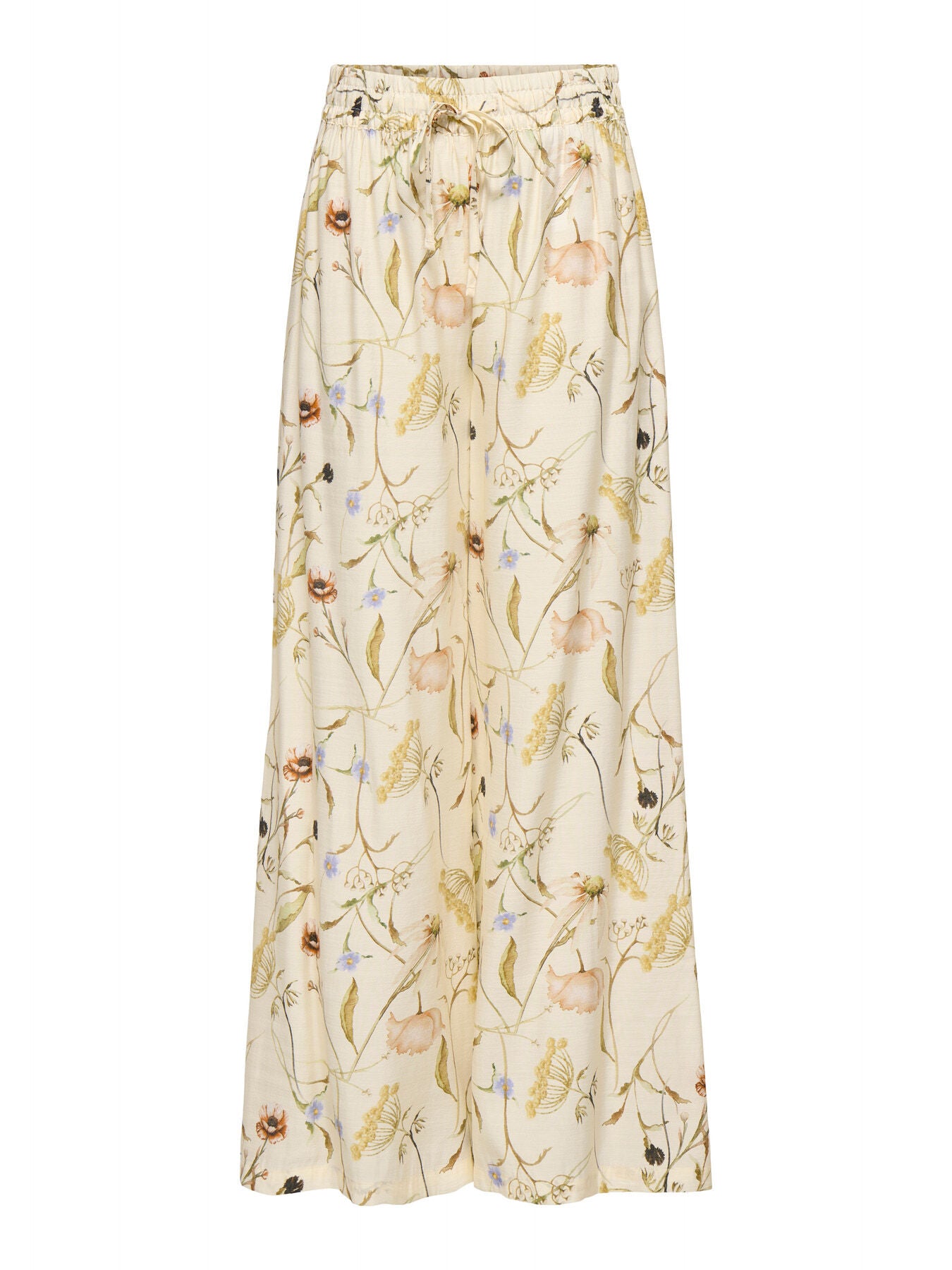 Jacqueline De Yong Flower 32” Palazzo Pant in off-white with floral print by Jacqueline De Yong