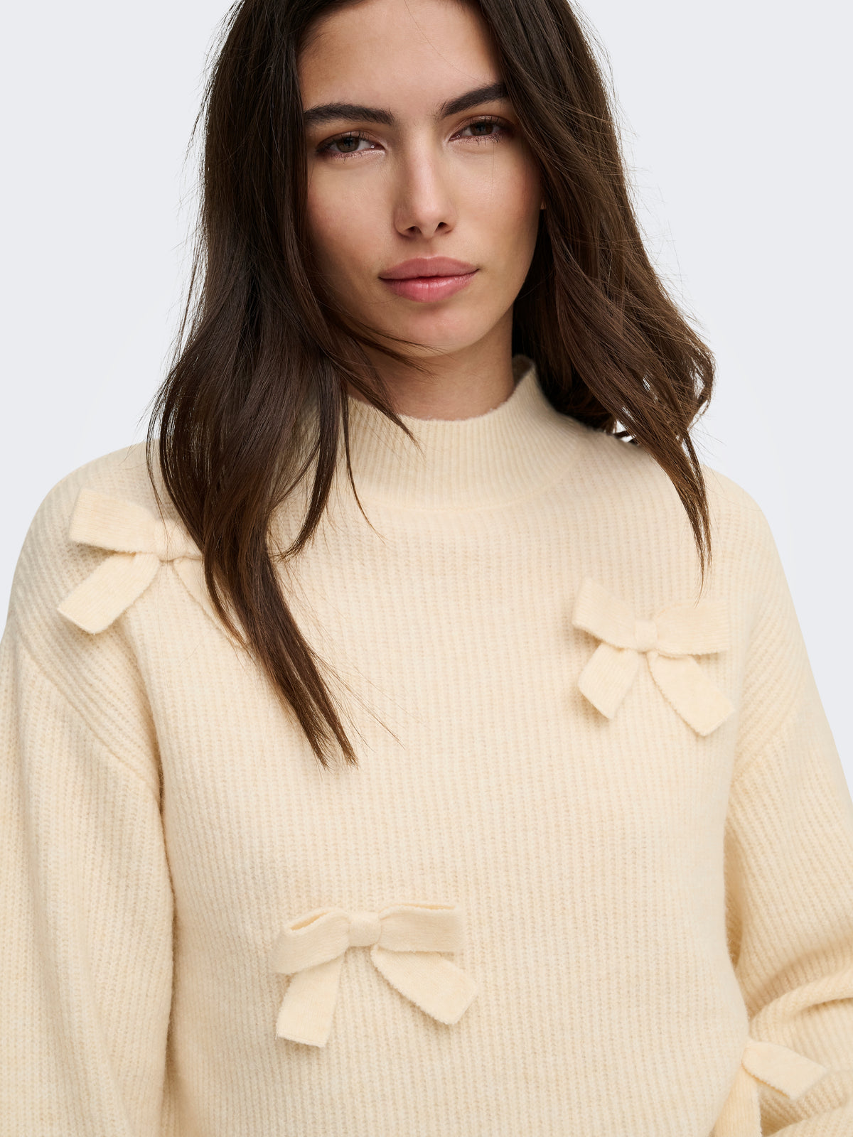 Only Lisa Bow Mock Neck Sweater