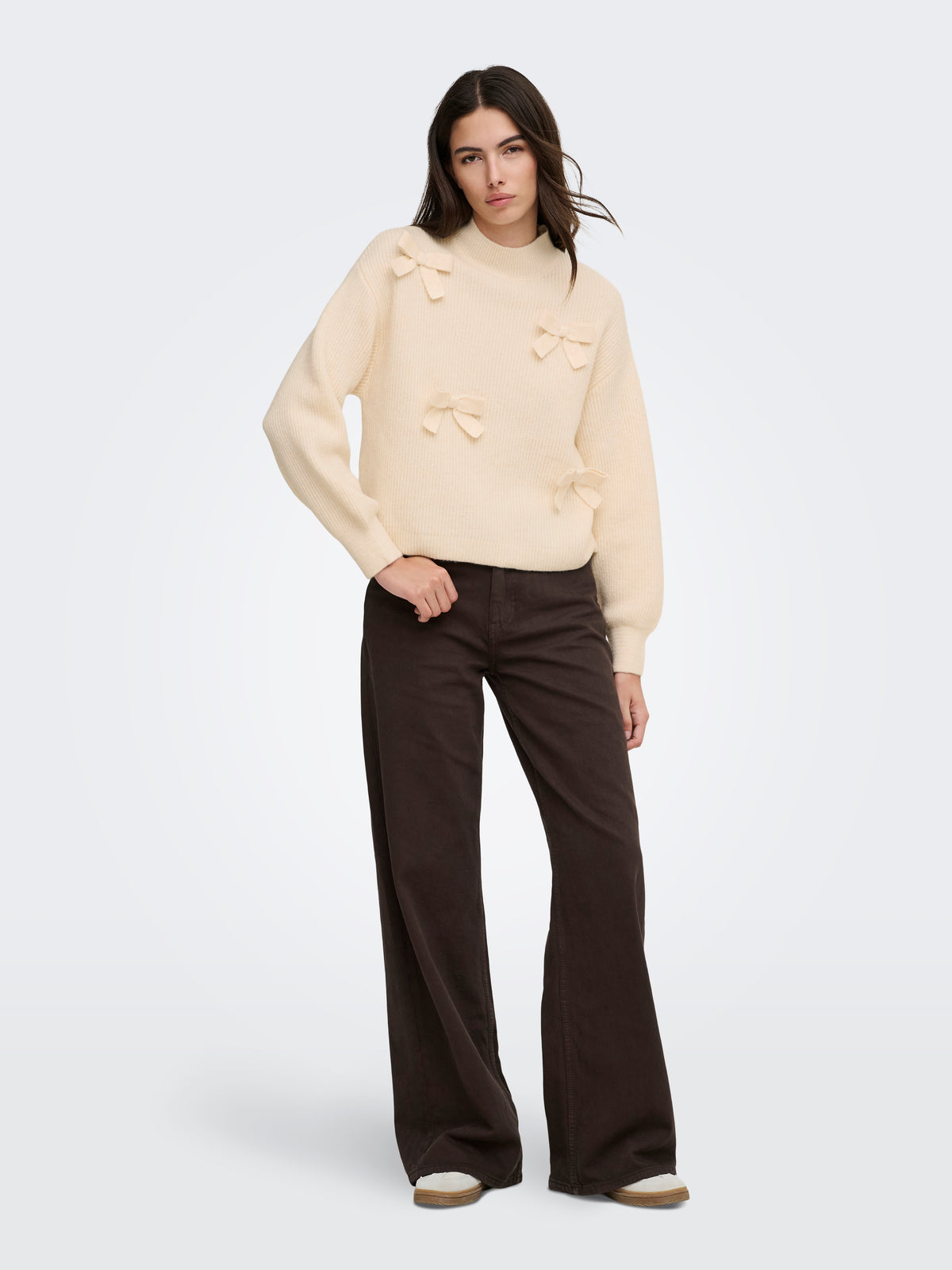 Only Lisa Bow Mock Neck Sweater
