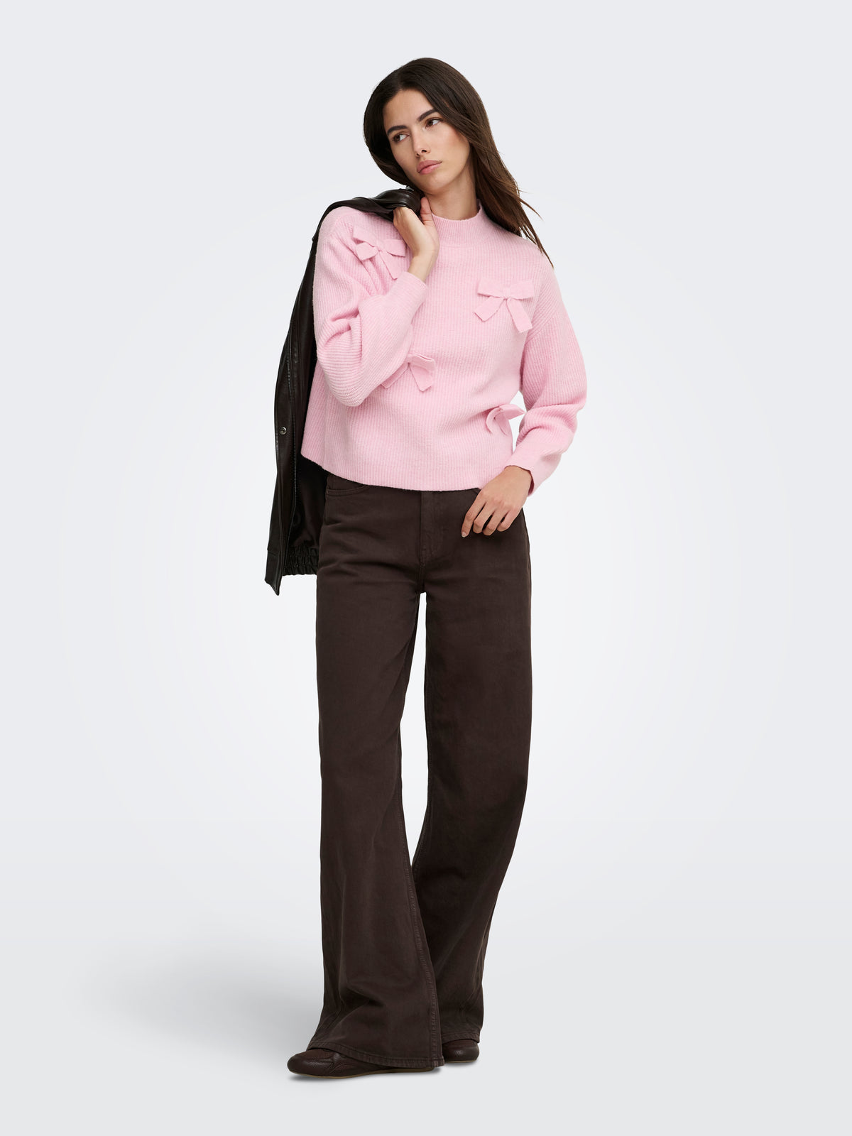 Only Lisa Bow Mock Neck Sweater