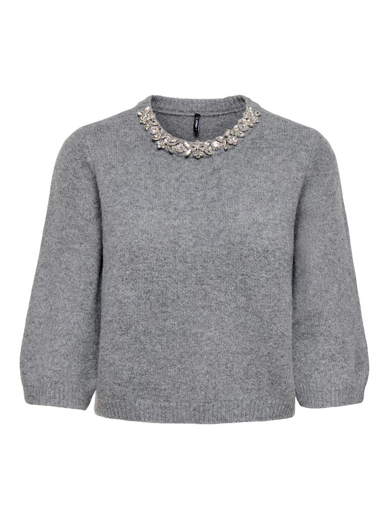 Only Moonstone Rhinestone Crew Neck Sweater