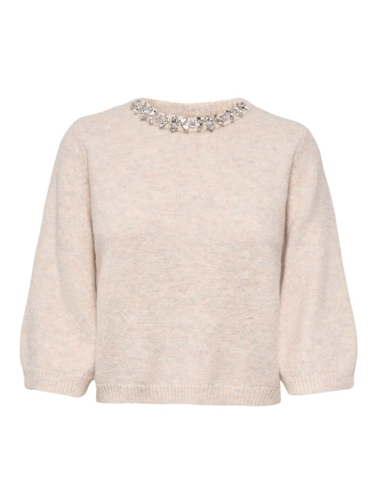 Only Moonstone Rhinestone Crew Neck Sweater