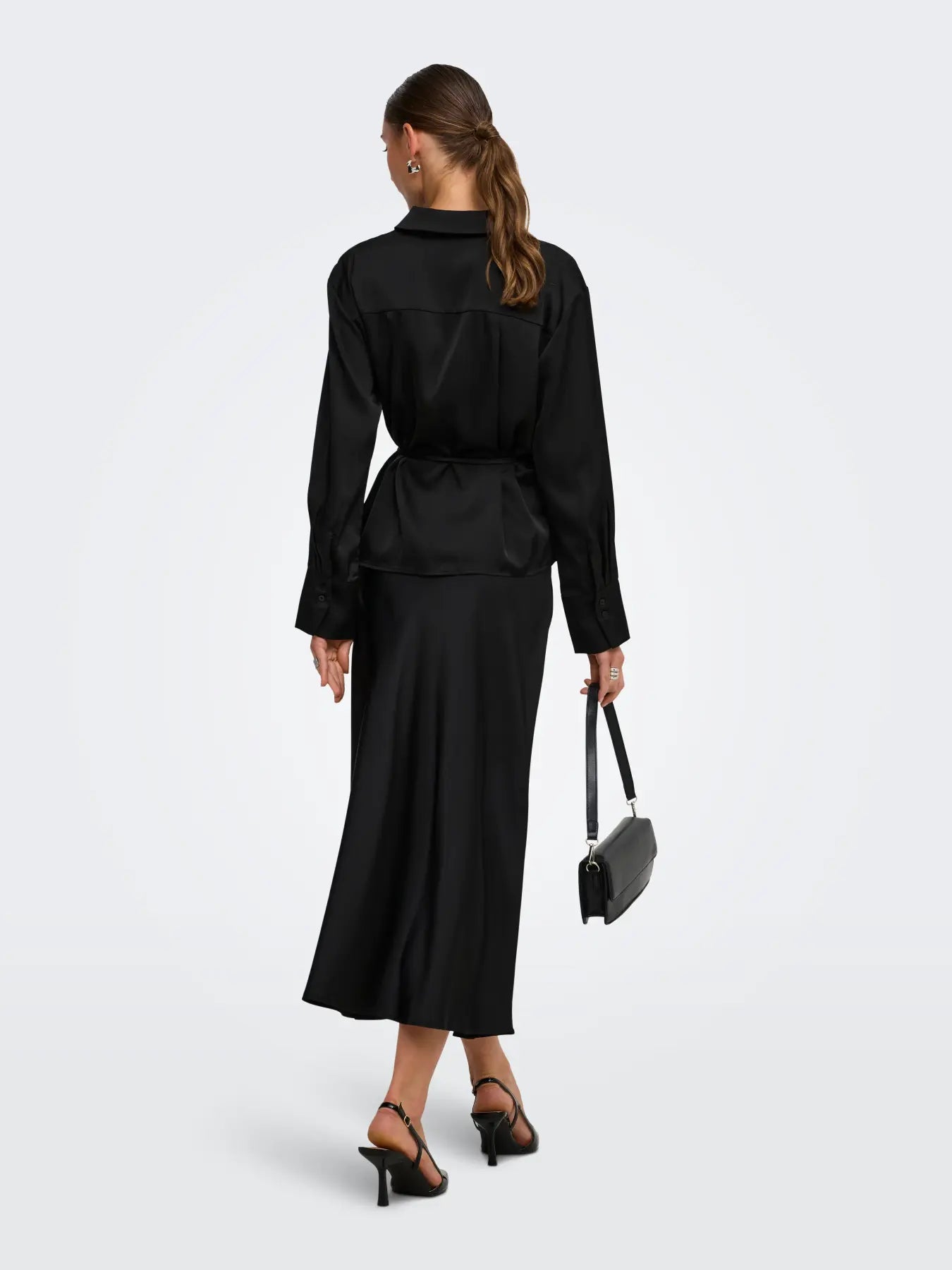 Jaqueline de Yong Aria Satin Midi Skirt