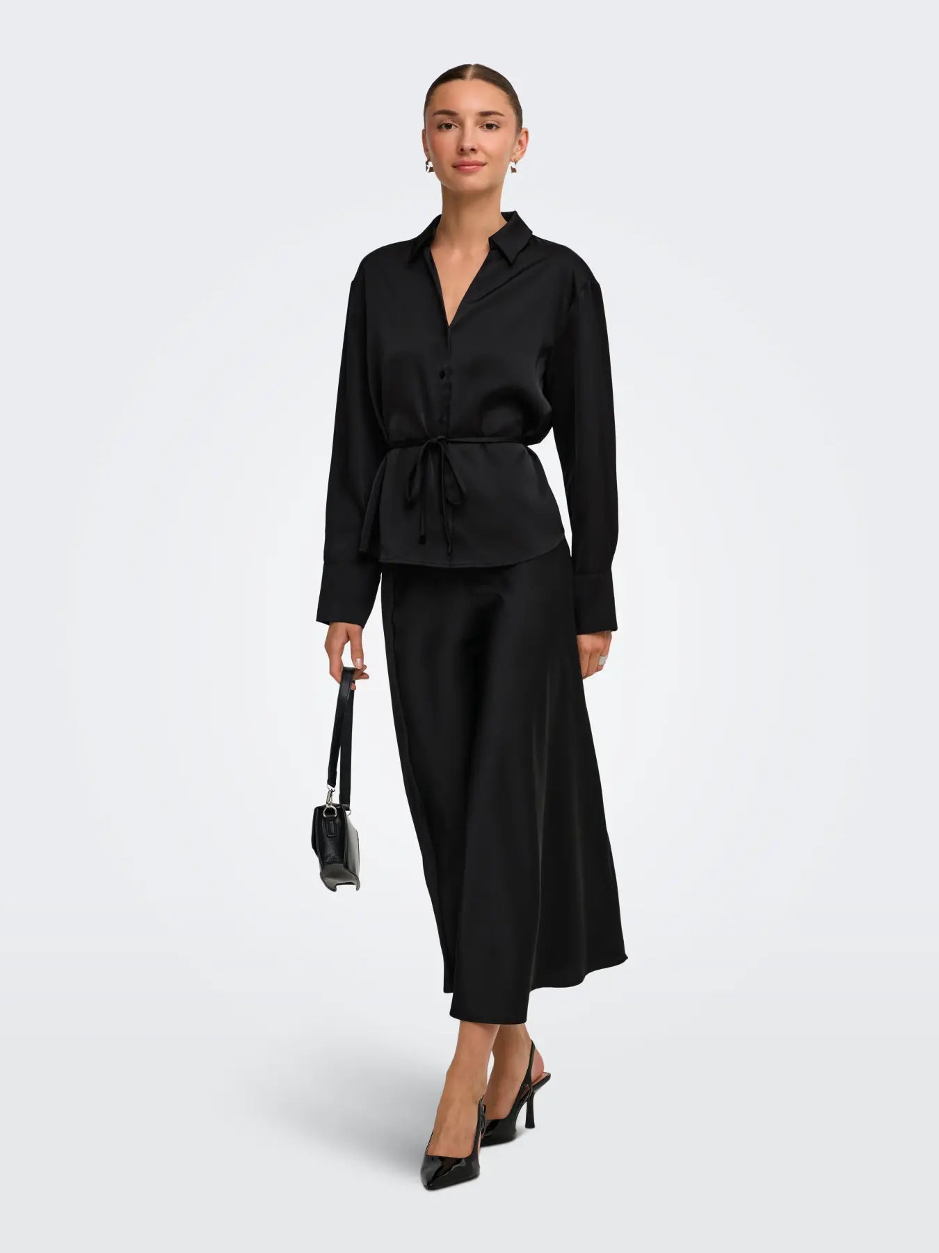 Jaqueline de Yong Aria Satin Midi Skirt