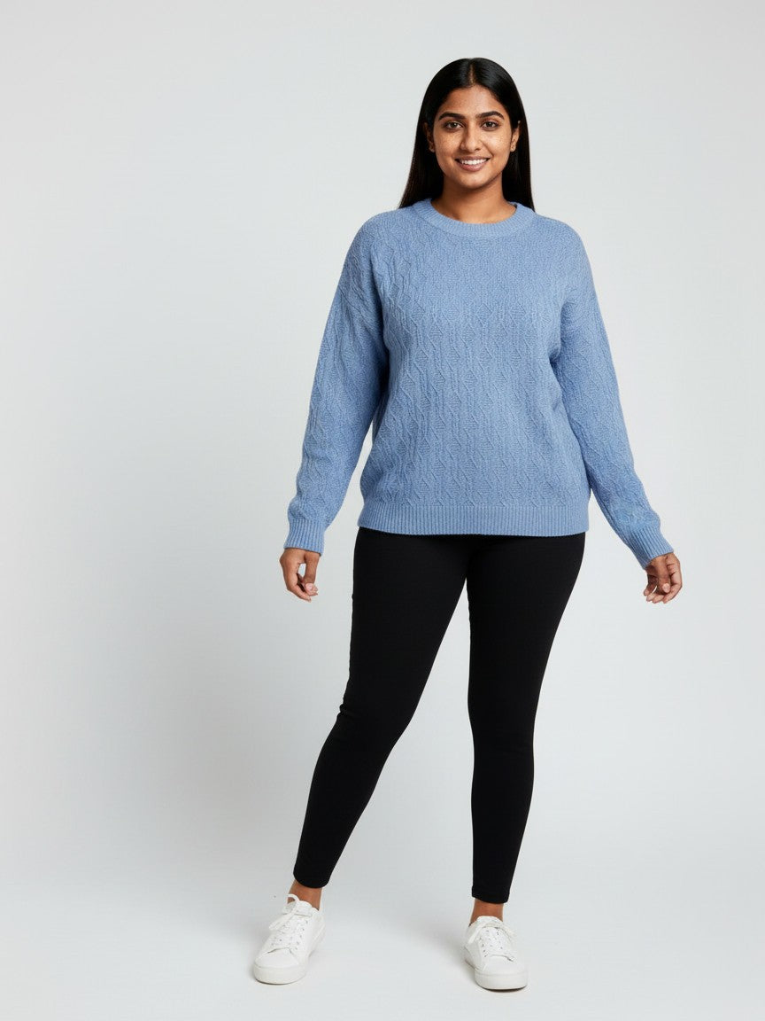 Tiny Cable Knit Crew Neck Sweater