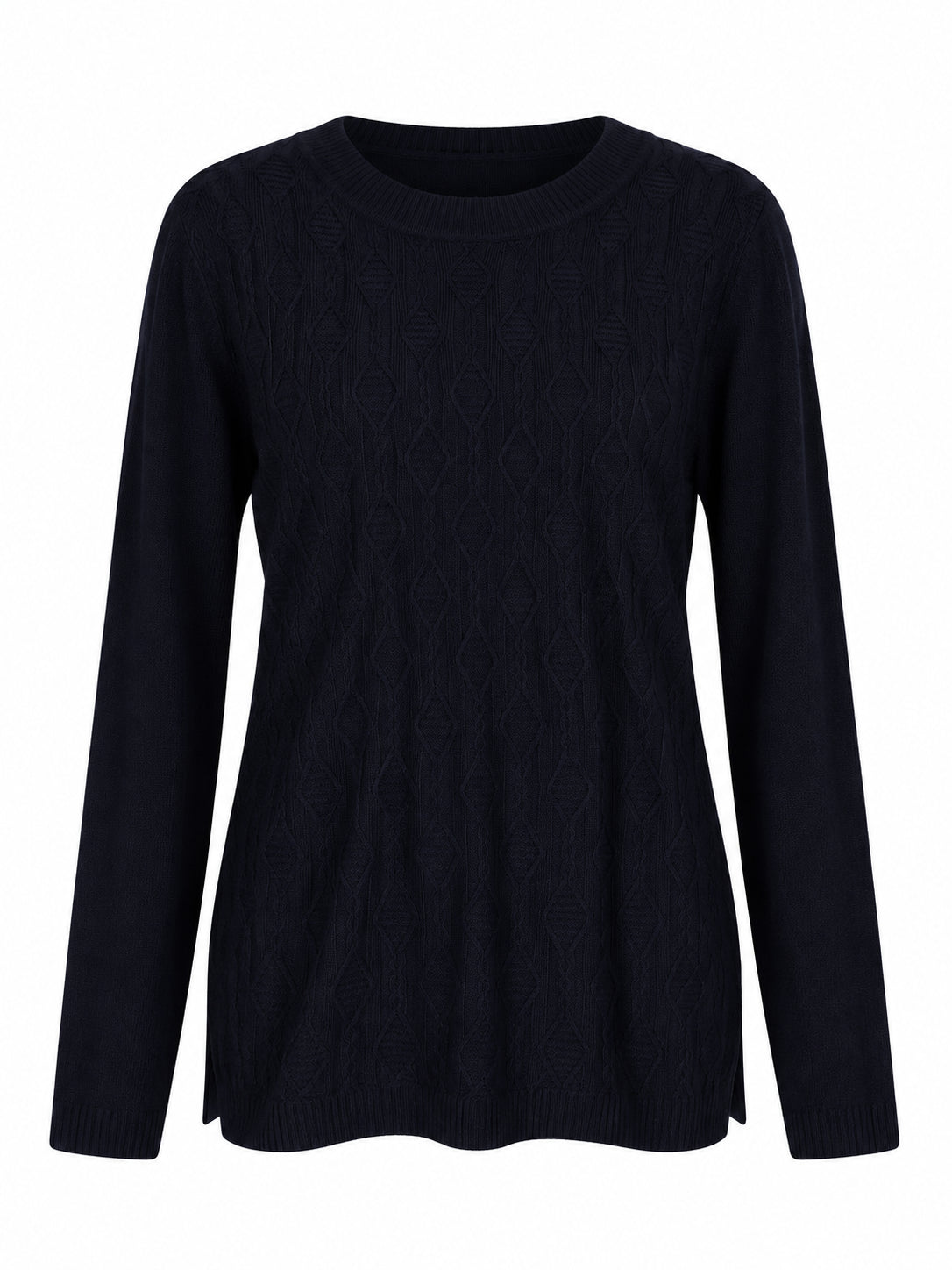 Tiny Cable Knit Crew Neck Sweater