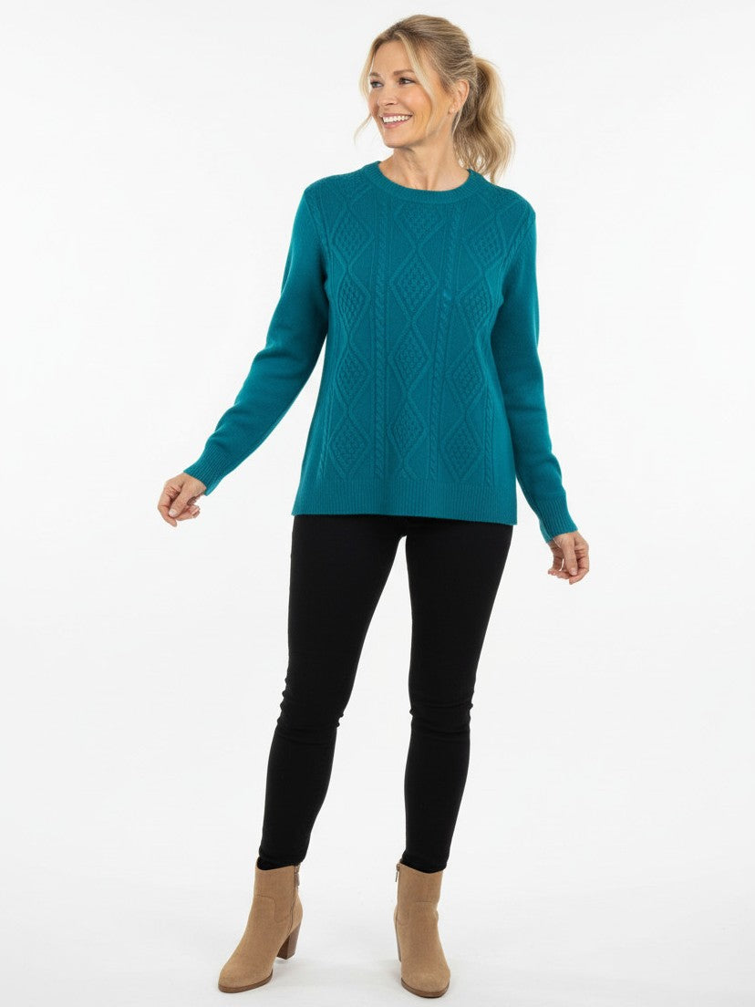 Tiny Cable Knit Crew Neck Sweater