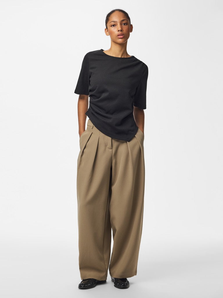 Pieces Victoria Asymmetrical Ruched Short Sleeve Top