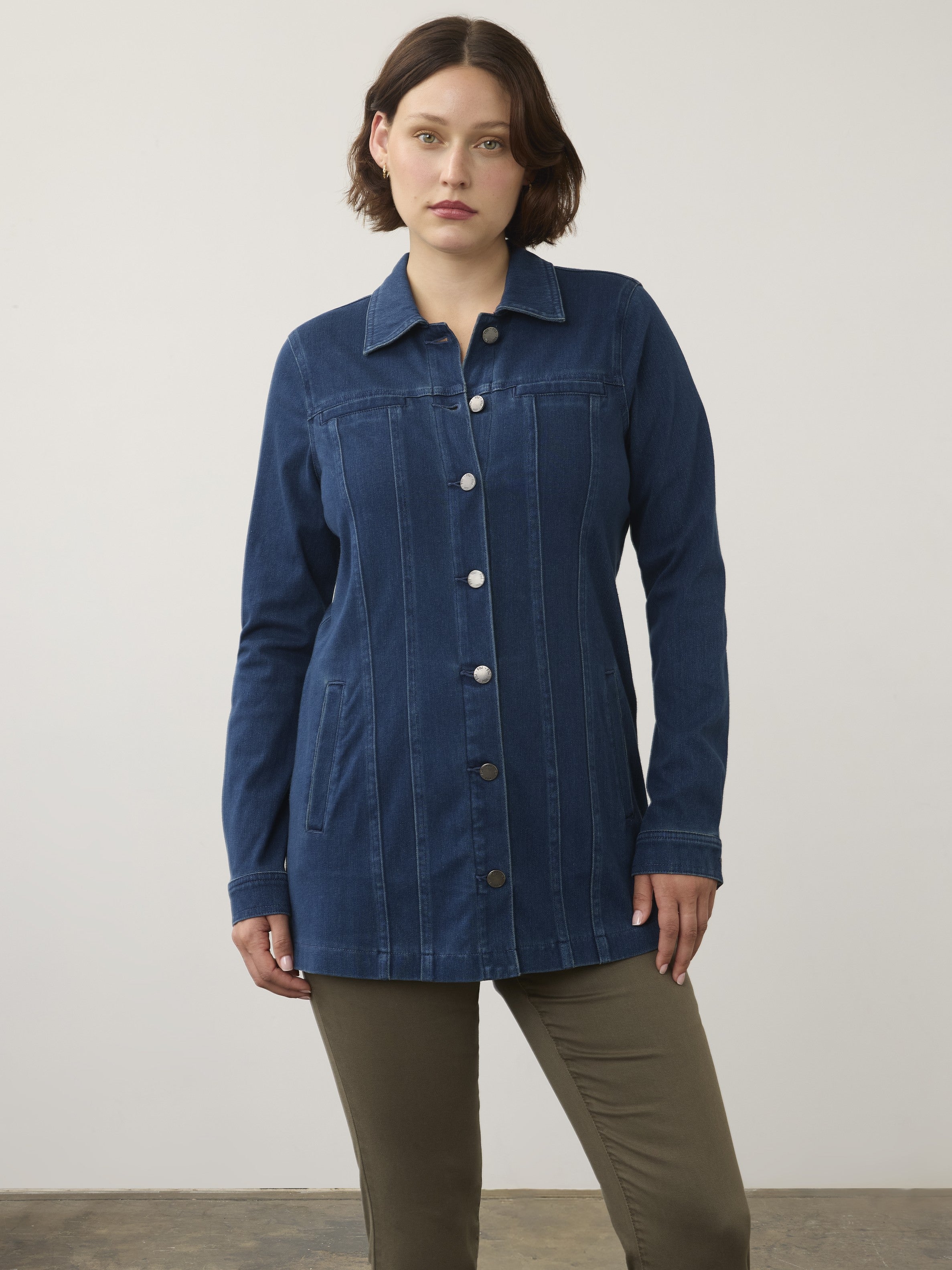 FDJ Anthro Knit Maxi Denim Jacket