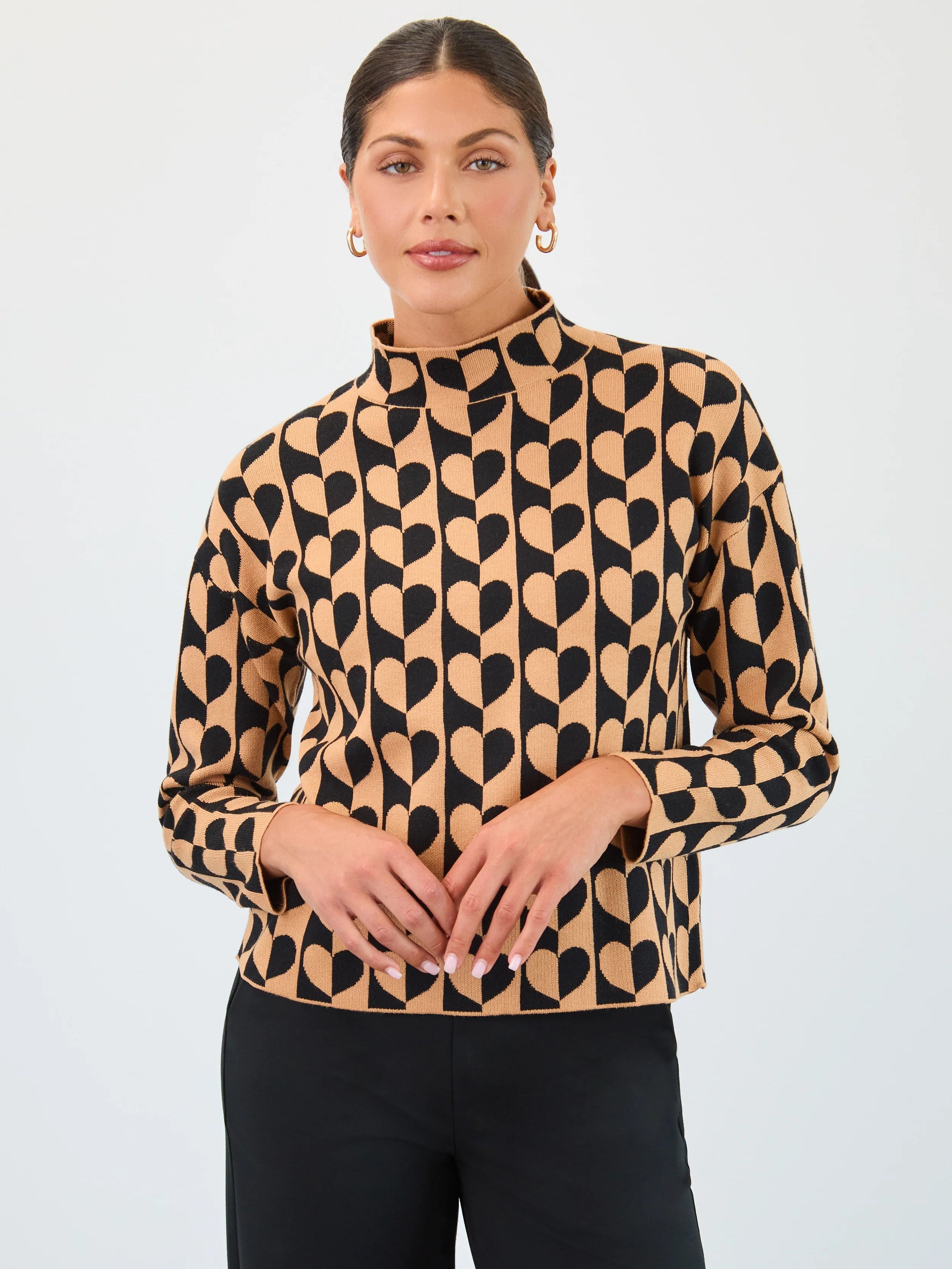 FDJ Love Jacquard Mock Sweater