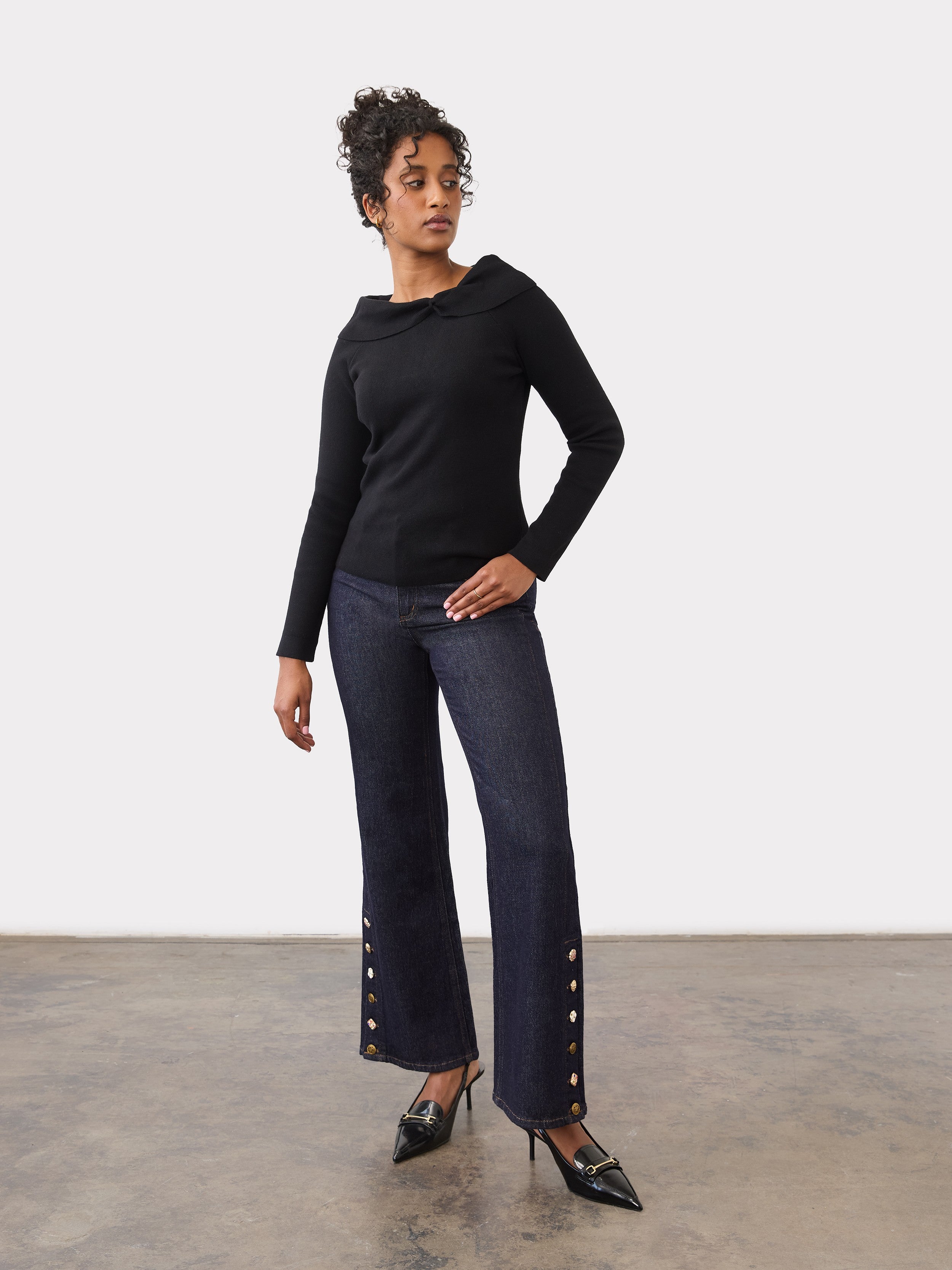 FDJ Off-The-Shoulder Bow Sweater