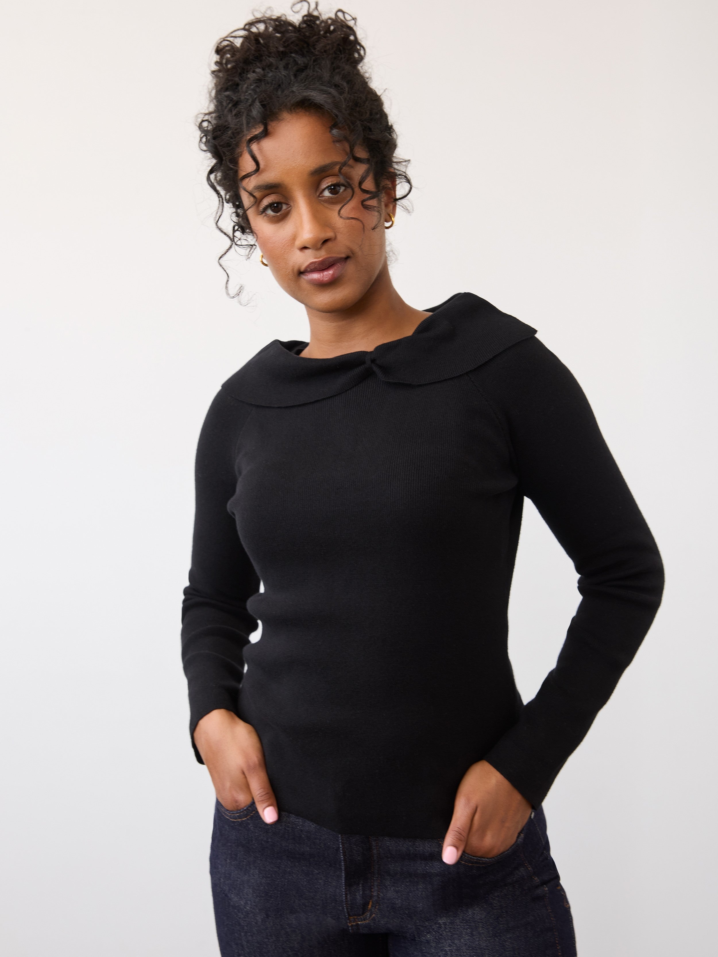 FDJ Off-The-Shoulder Bow Sweater