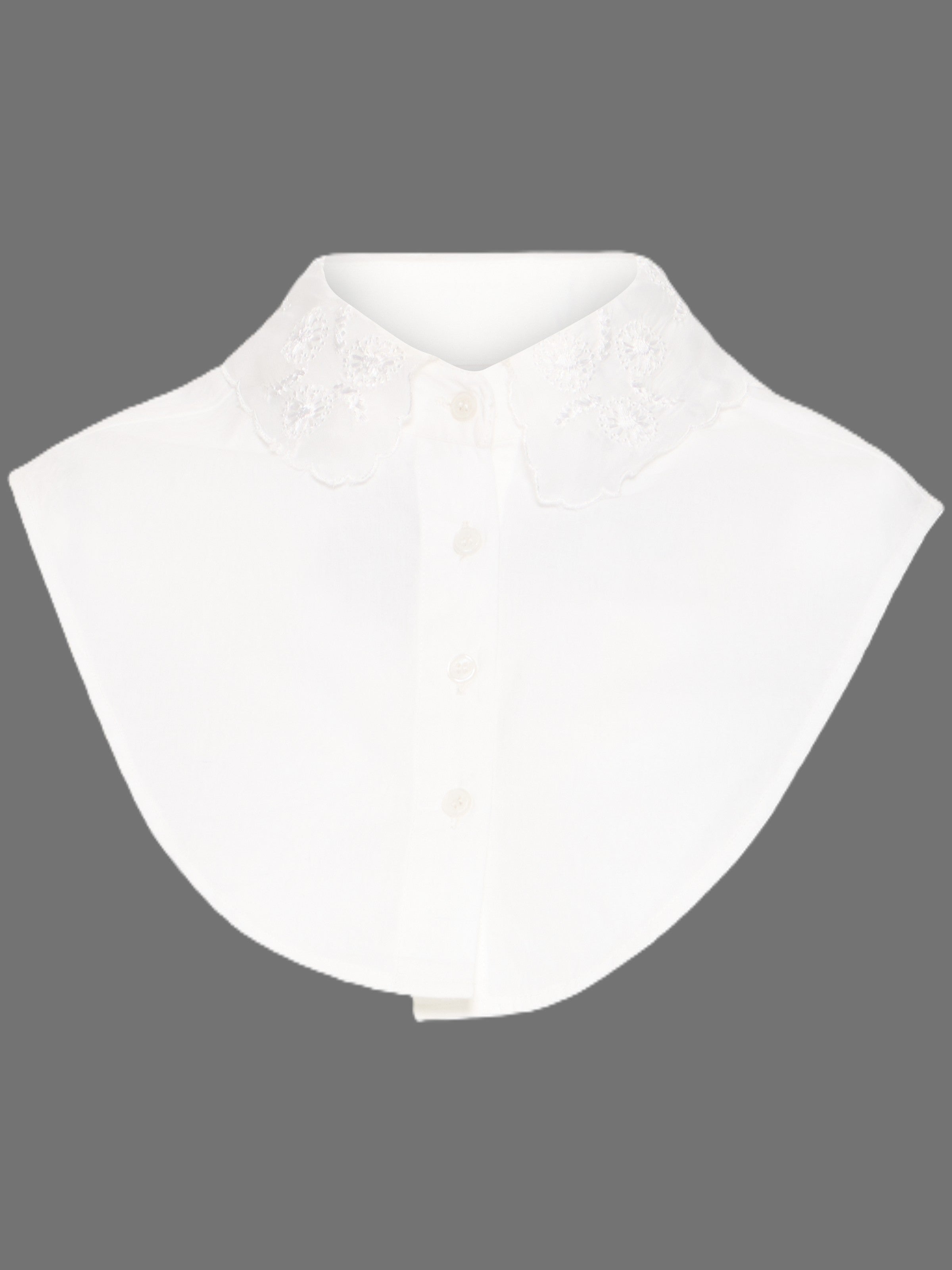 Ichi Abeinine Embroidered Floral Collar accessory in white with delicate floral embroidery by Ichi