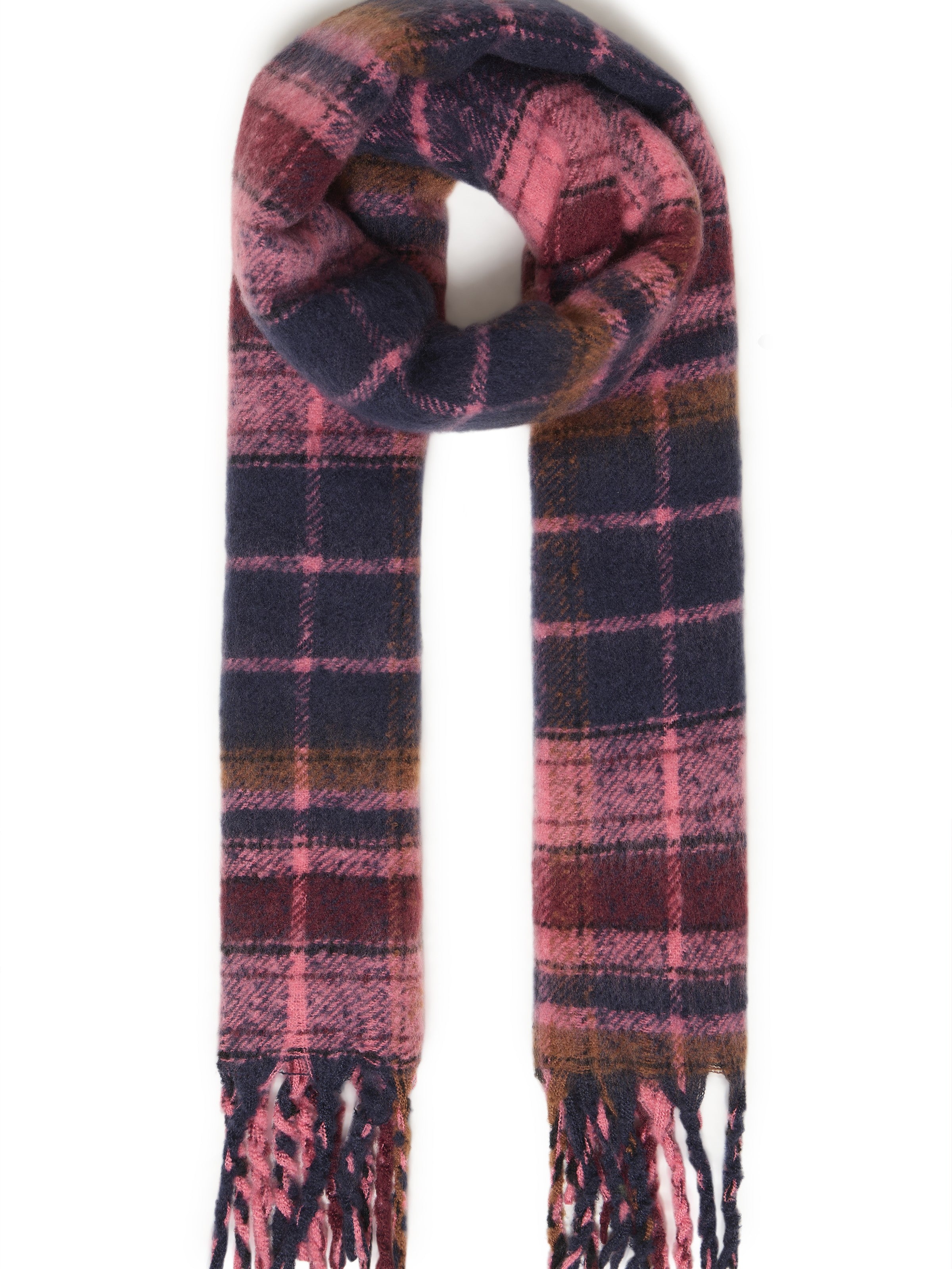 Ichi Delia Plaid Fringe Scarf