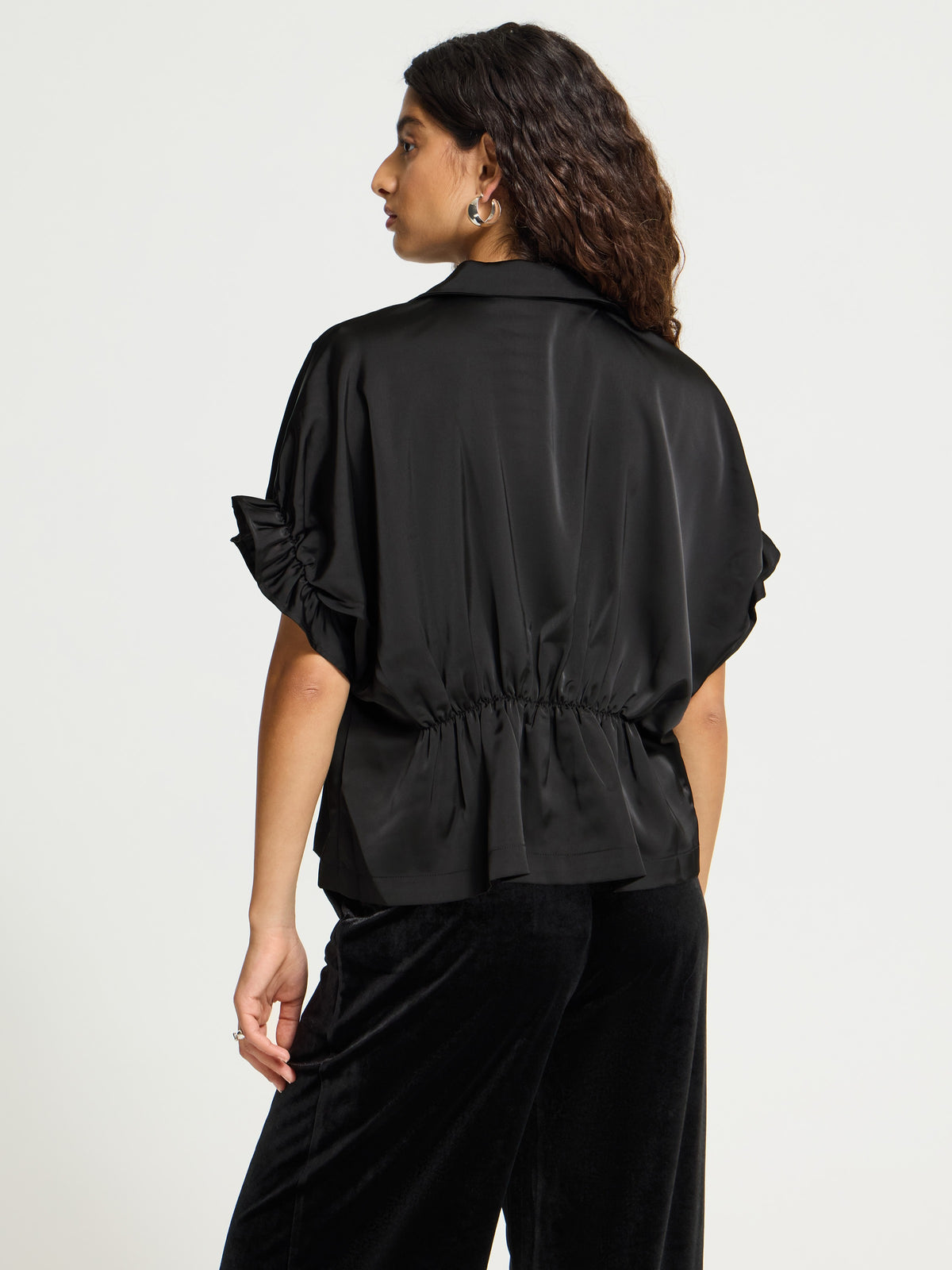 Ichi Letta Satin Back Gathered Shirt