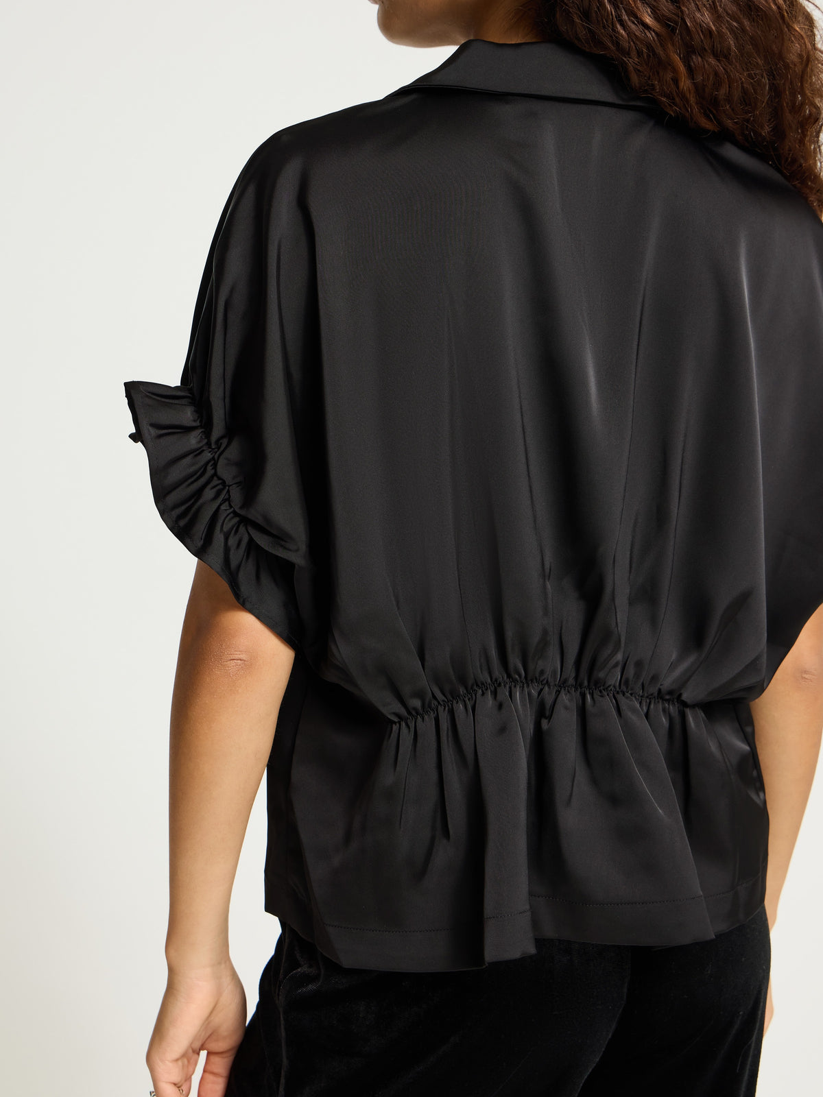 Ichi Letta Satin Back Gathered Shirt