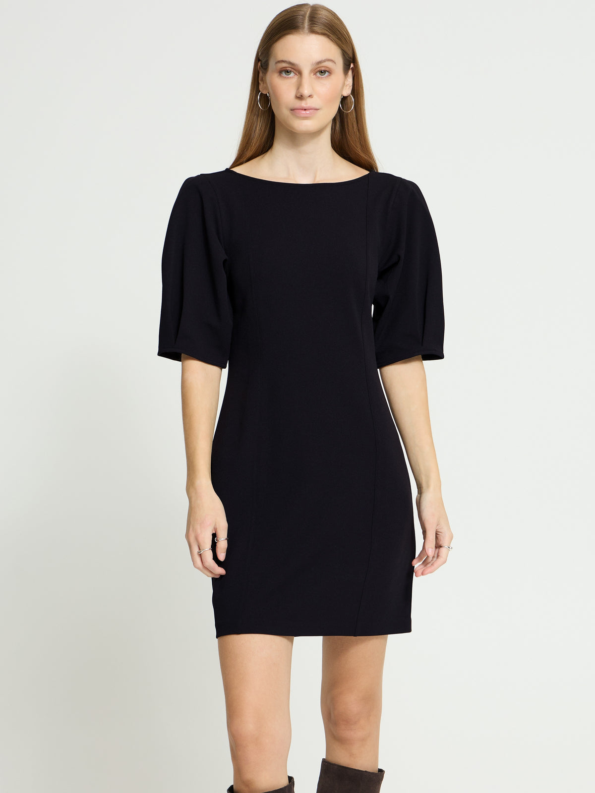 Ichi Katine Pintuck Short Sleeve Dress