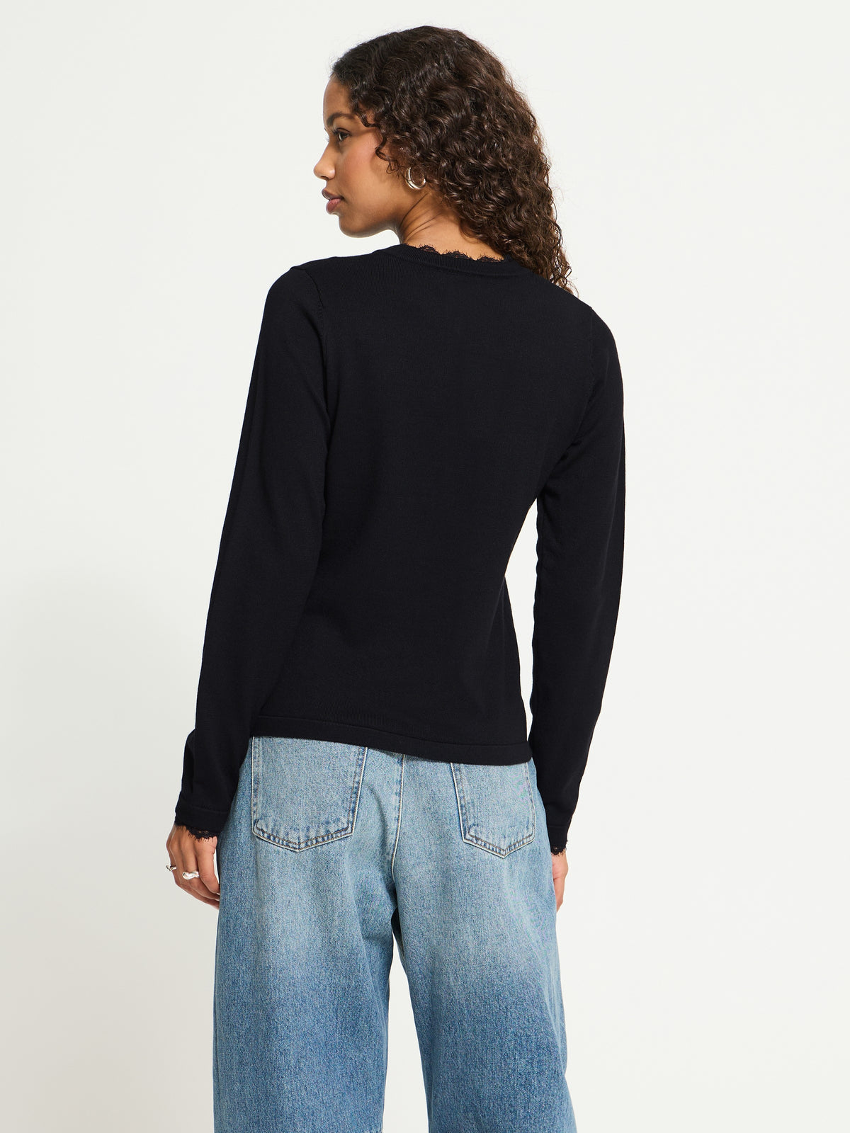 Ichi Luis Lace Trim Cardigan