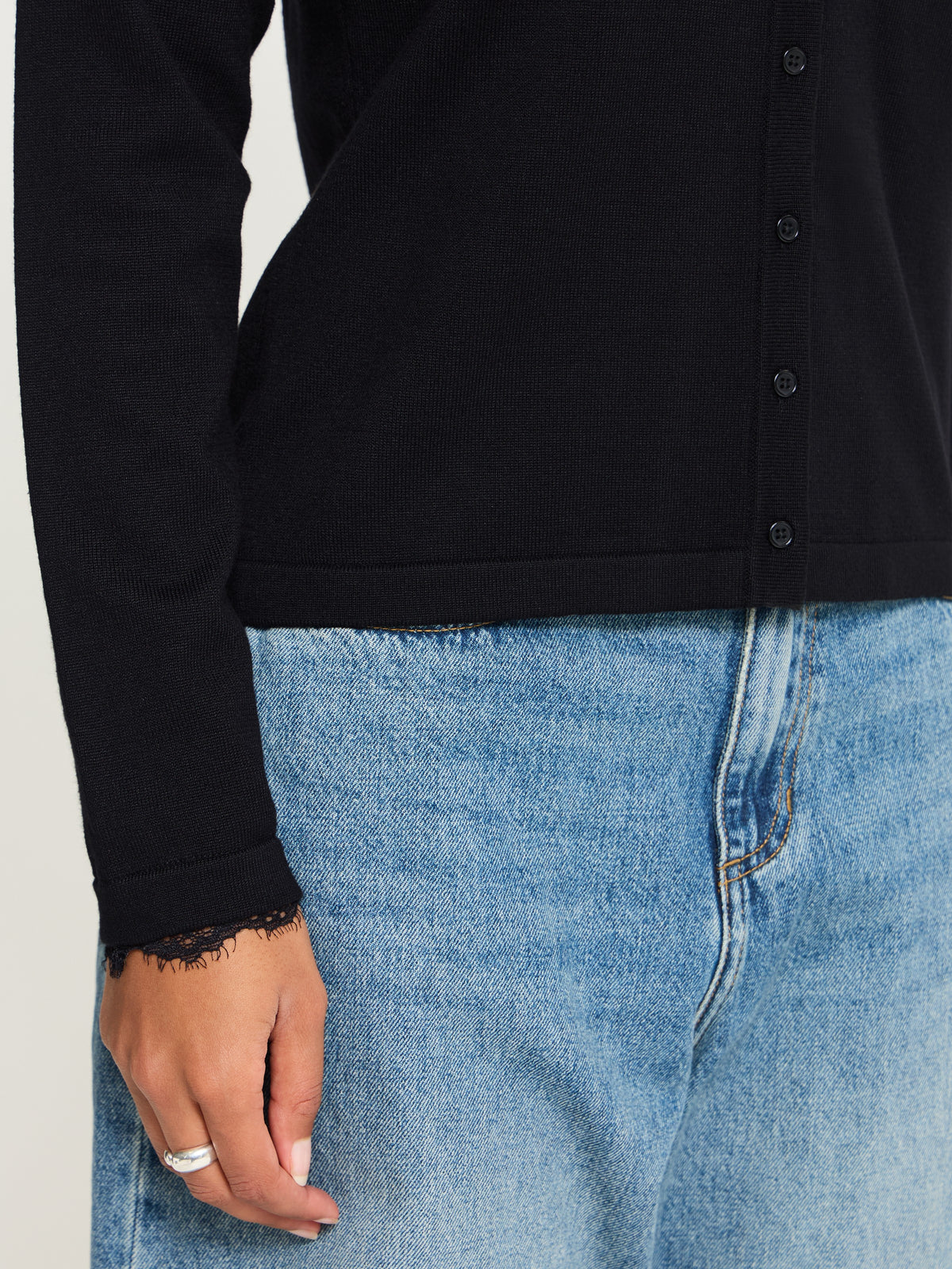 Ichi Luis Lace Trim Cardigan