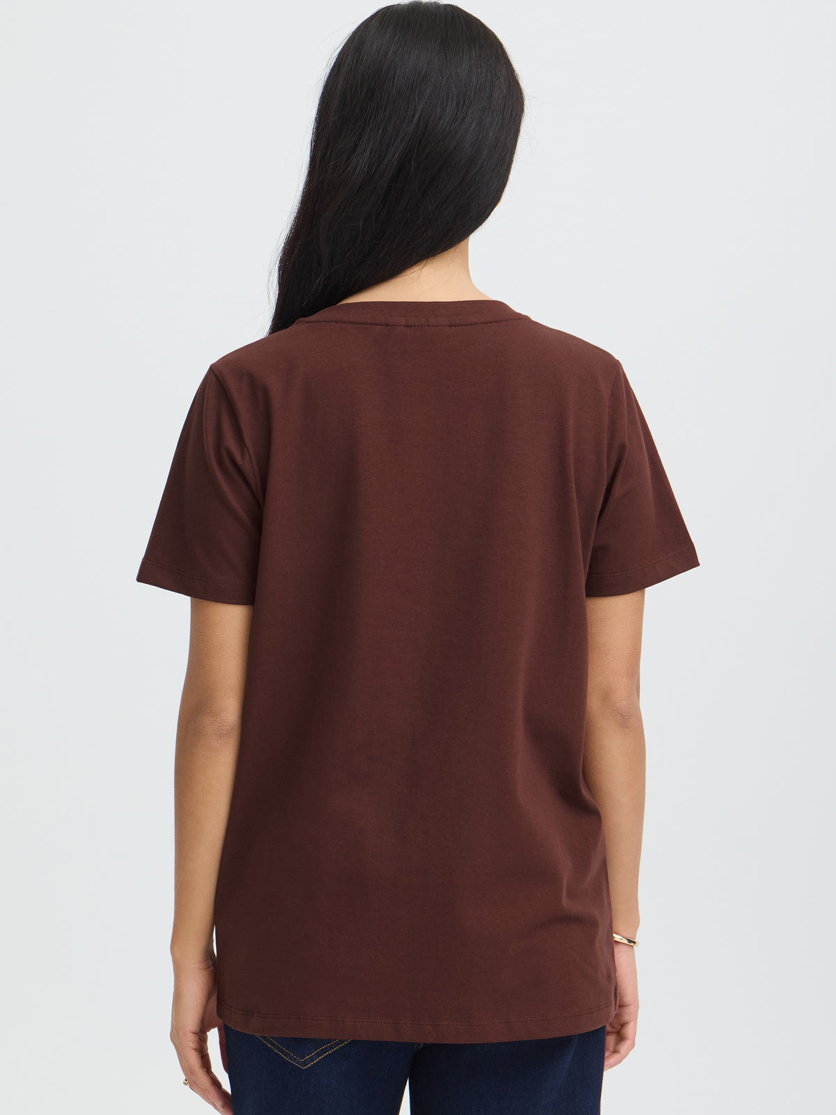 Fransa Shoulder Detail Short Sleeve Crew Neck T-Shirt