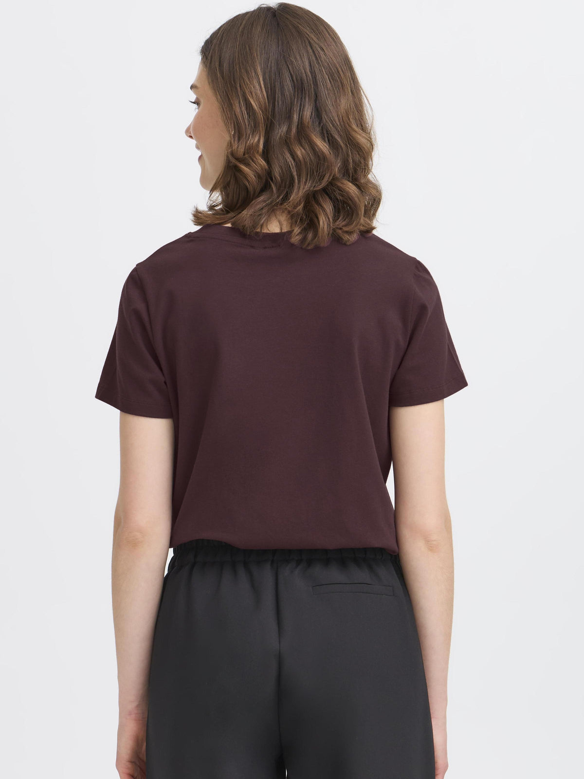 Fransa Shoulder Detail Short Sleeve Crew Neck T-Shirt