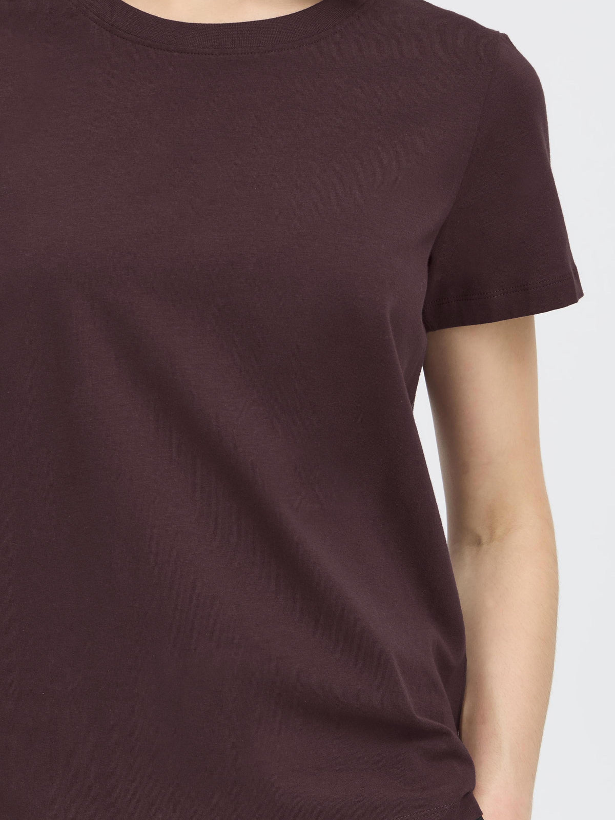 Fransa Shoulder Detail Short Sleeve Crew Neck T-Shirt