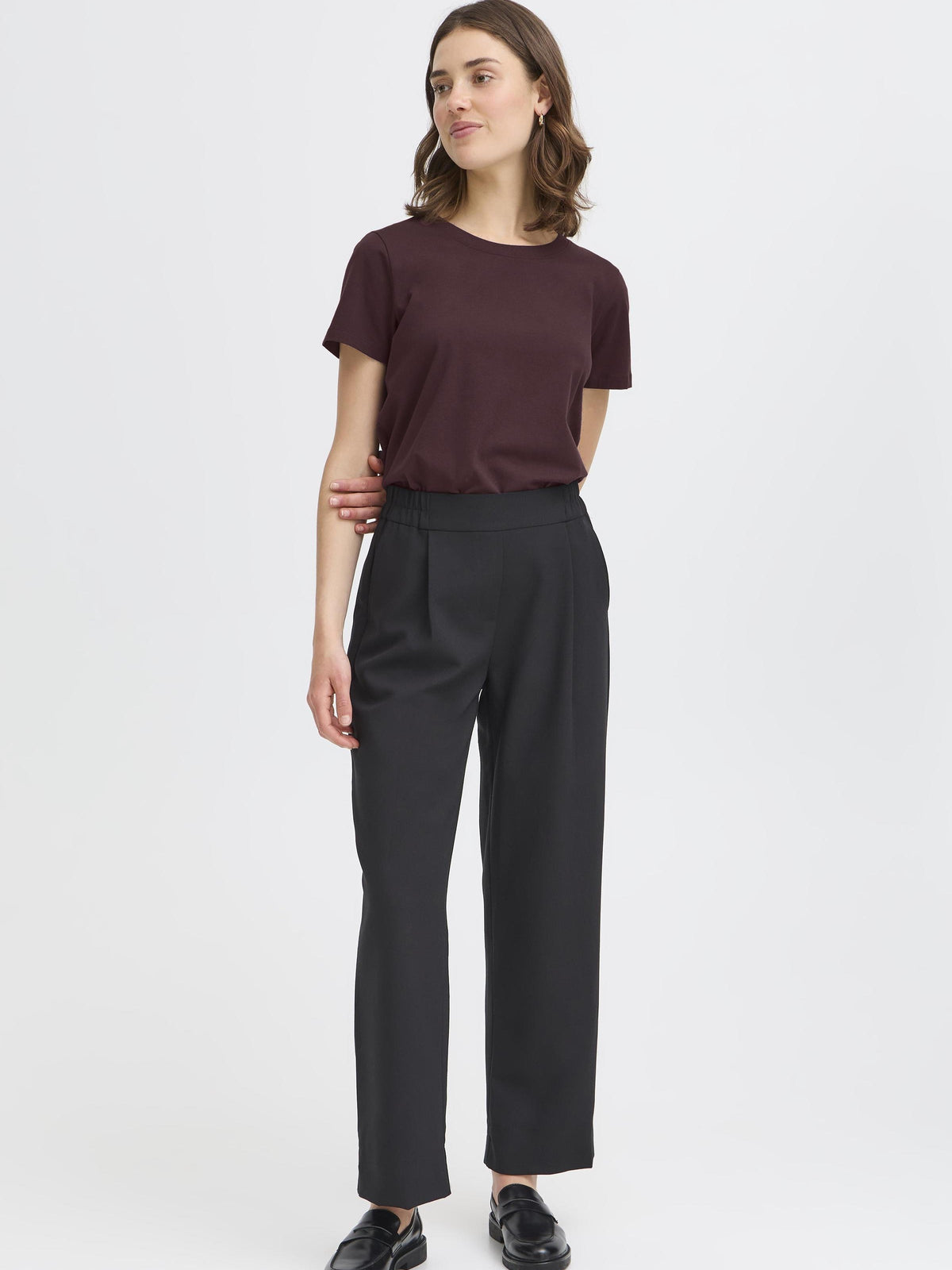 Fransa Shoulder Detail Short Sleeve Crew Neck T-Shirt