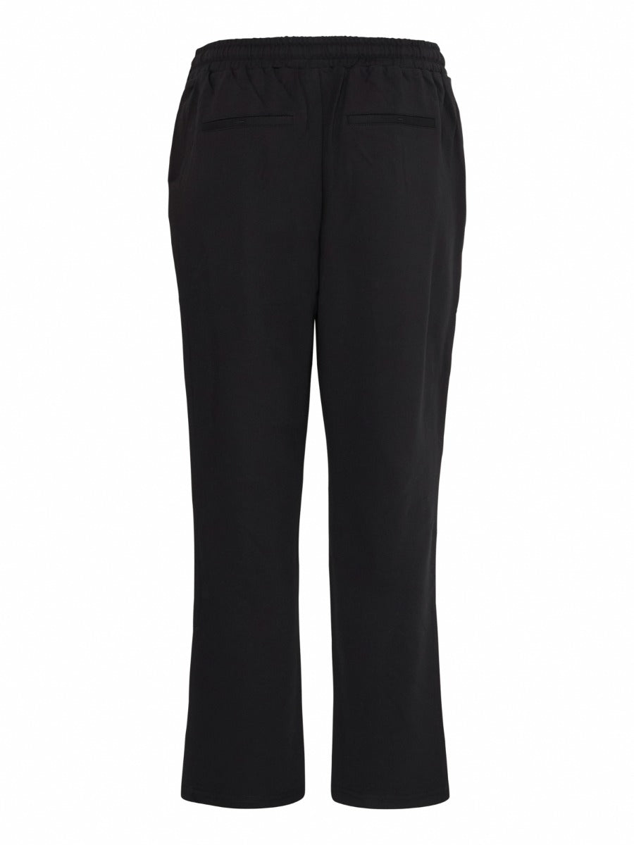 Black stretch tailored pants with elastic waistband and back pockets, Fransa Jenns Stretch Tailored Pants by Fransa