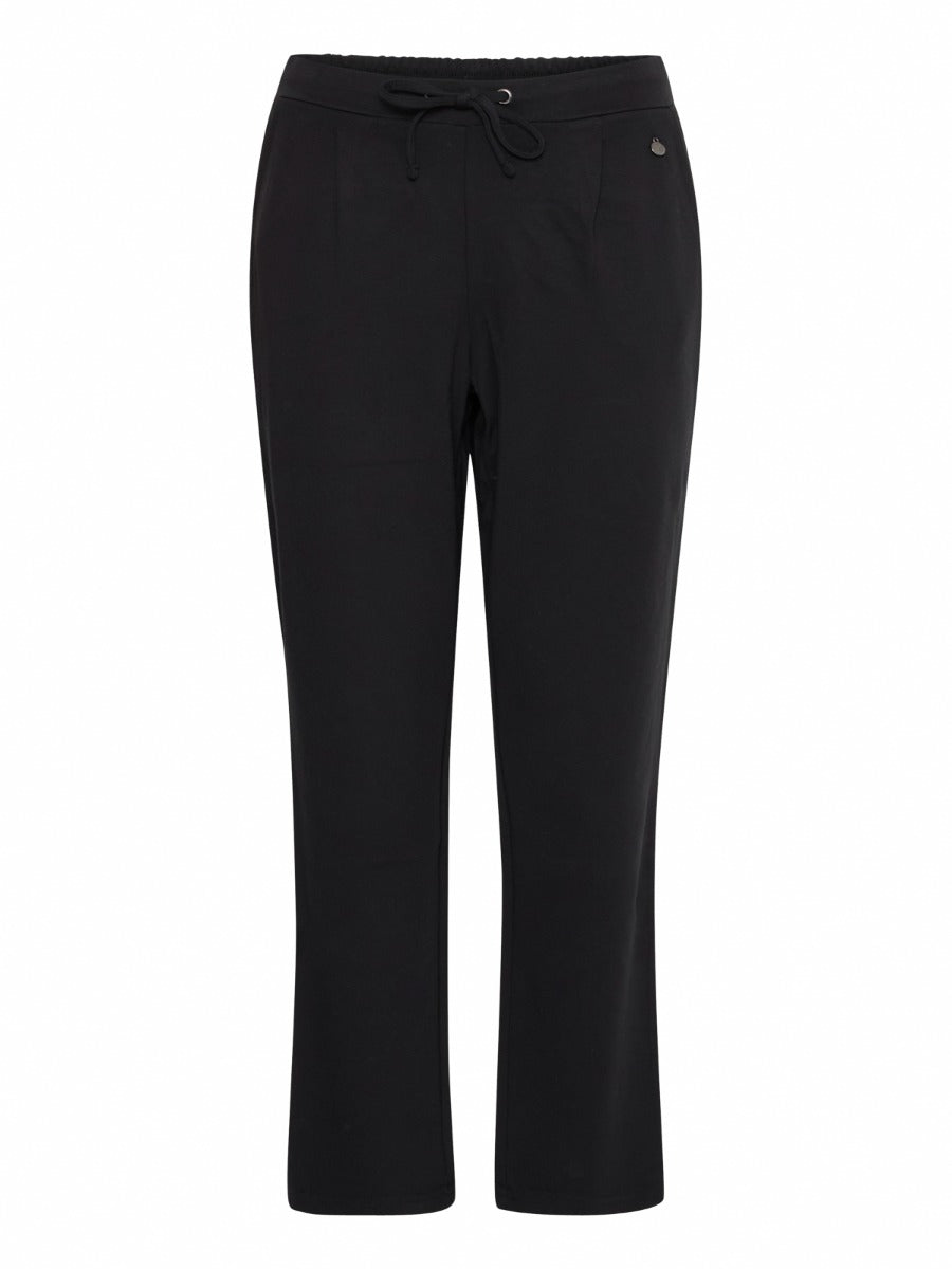 Fransa Jenns Stretch Tailored Pants in black with drawstring waist, designed by Fransa for a sleek fit.