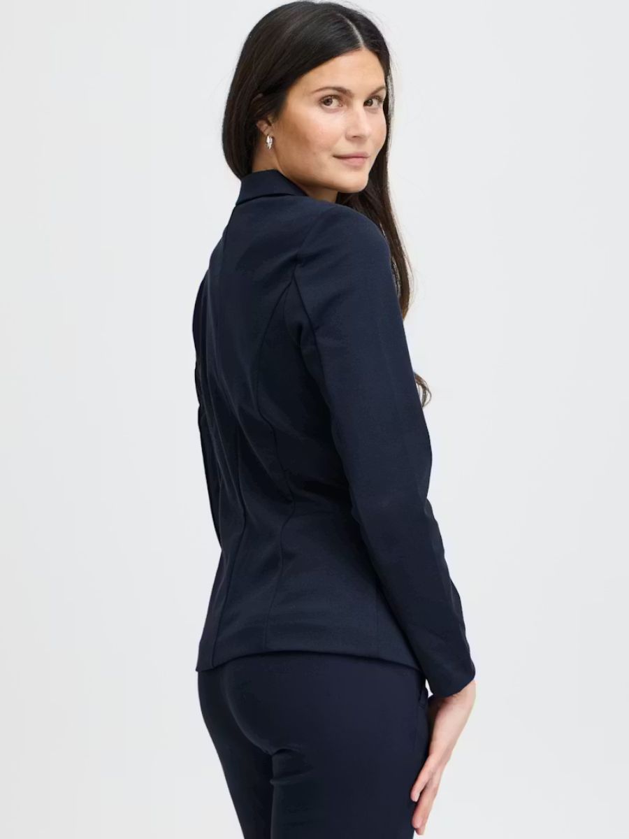 Fransa Jenns 1-Button Blazer in navy blue, tailored fit outerwear by Fransa with structured detailing.